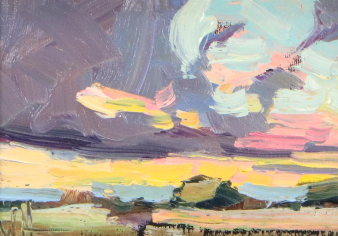 William Hawkins Oil Painting of Sunset Landscape, 21st Century