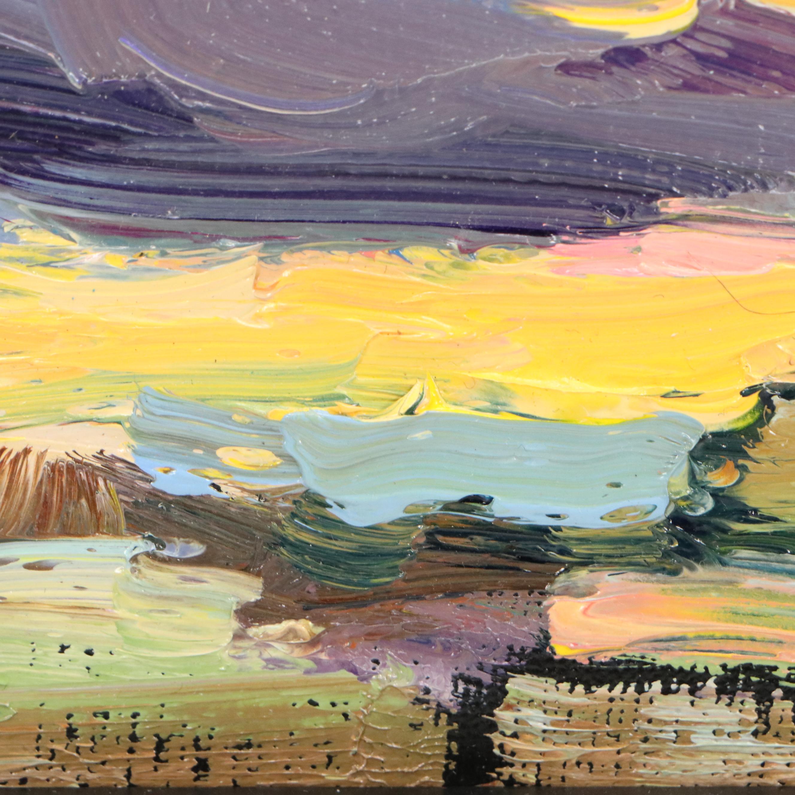 William Hawkins Oil Painting of Sunset Landscape, 21st Century