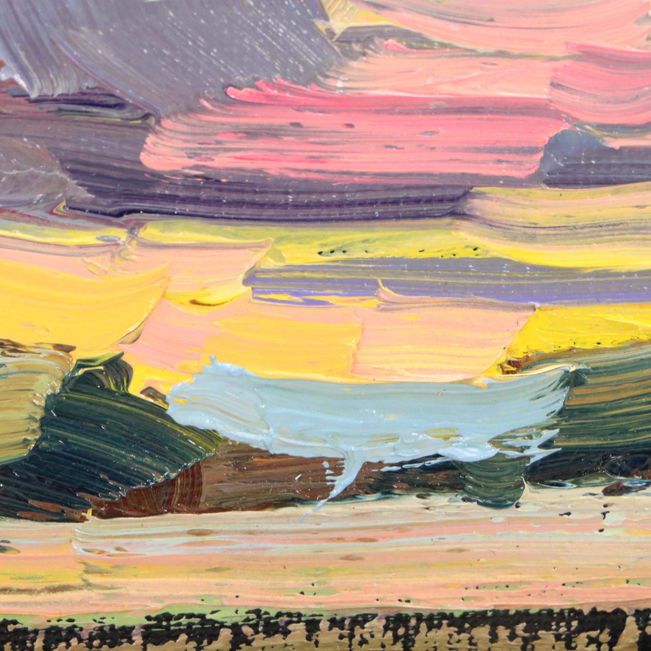 William Hawkins Oil Painting of Sunset Landscape, 21st Century
