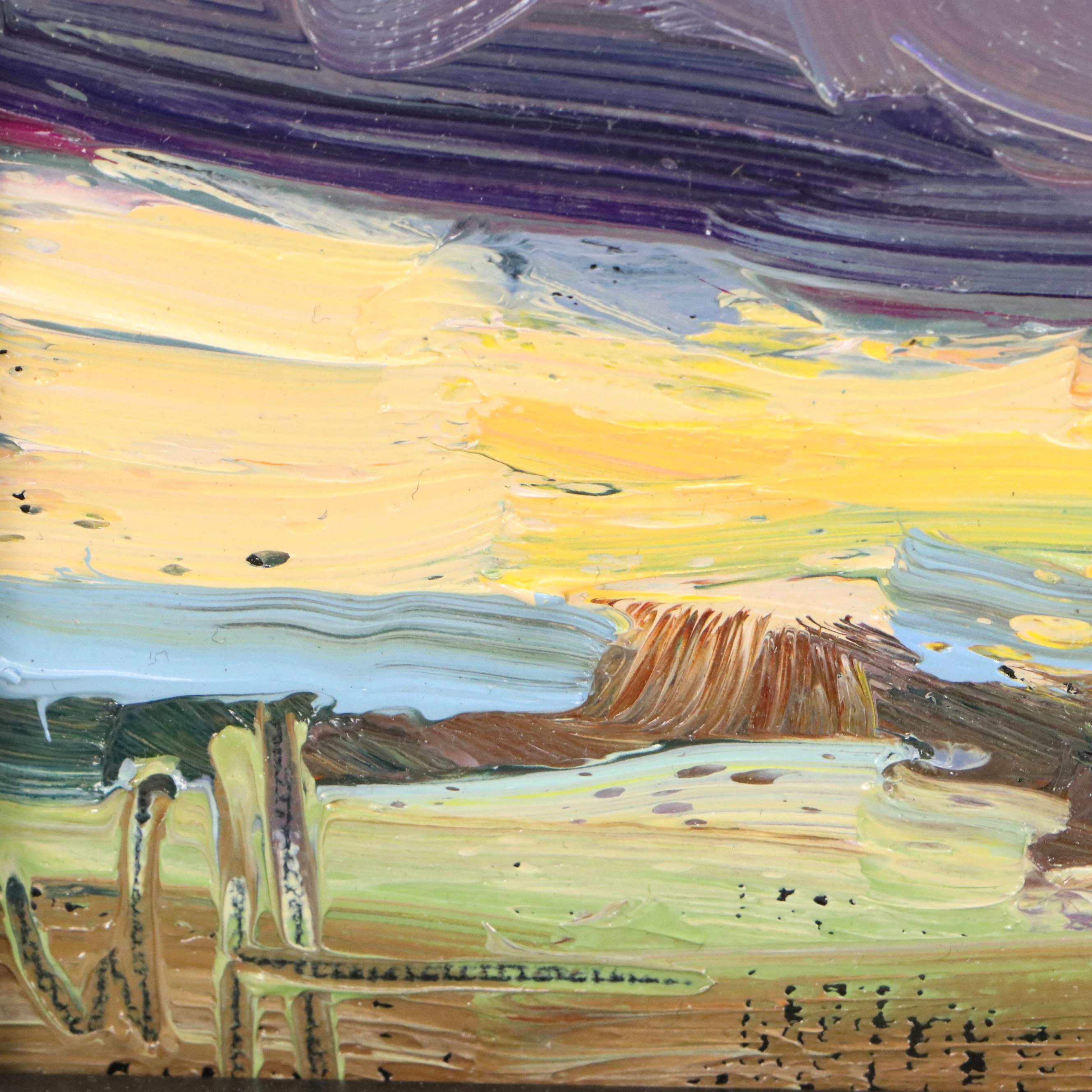 William Hawkins Oil Painting of Sunset Landscape, 21st Century