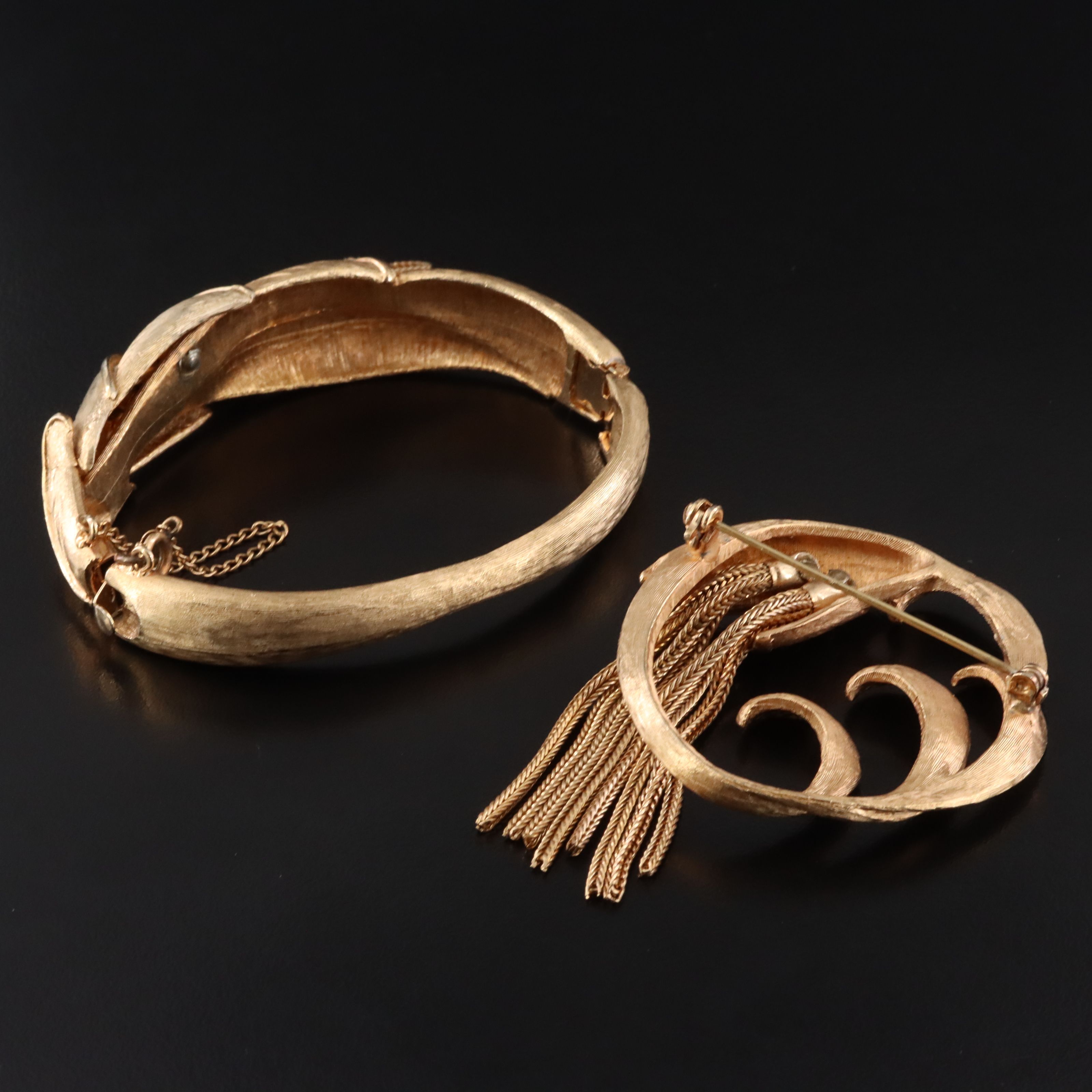 Foxtail Chain Tassel Brooch and Bracelet