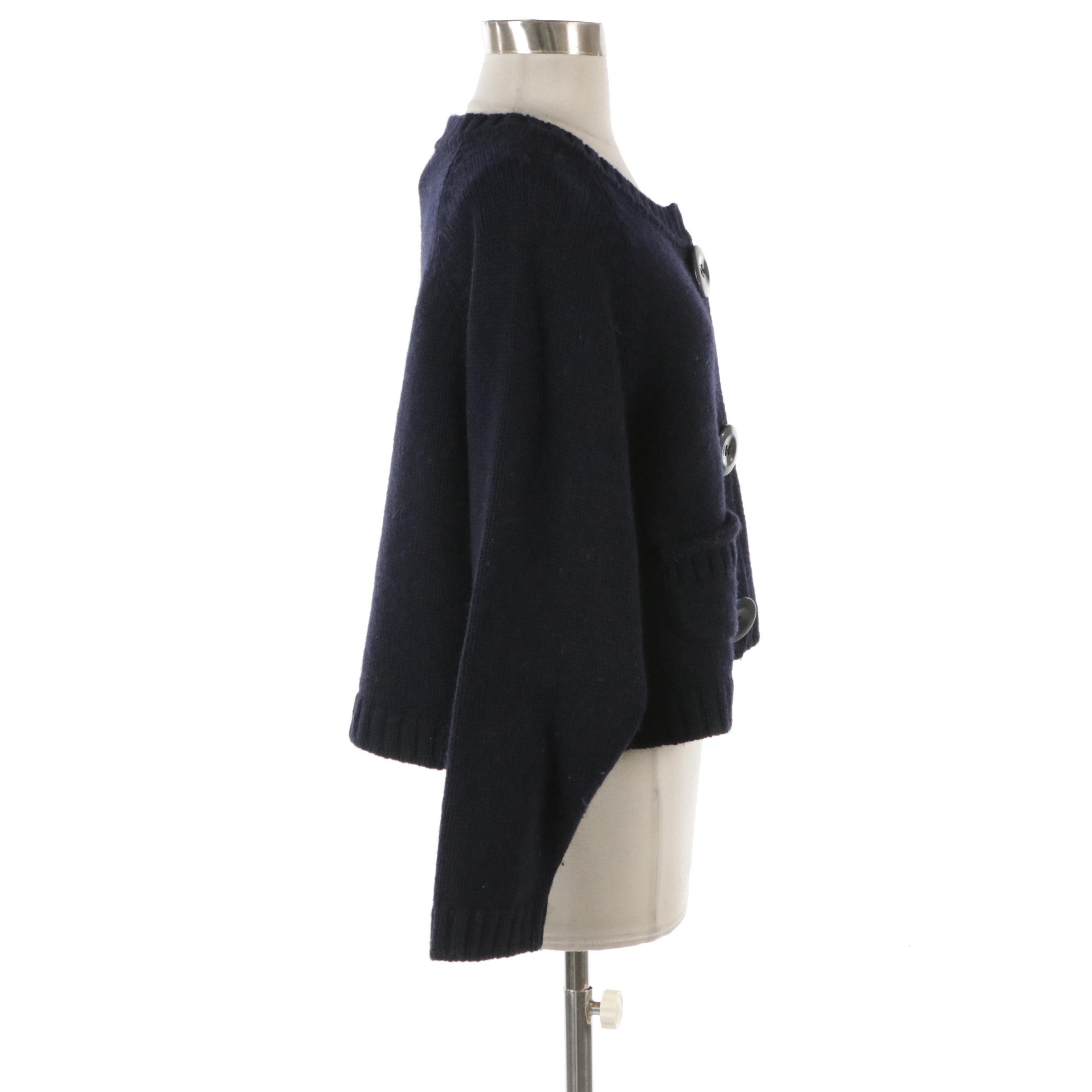 Chloé Navy Blue Knit Cropped Cardigan Sweater