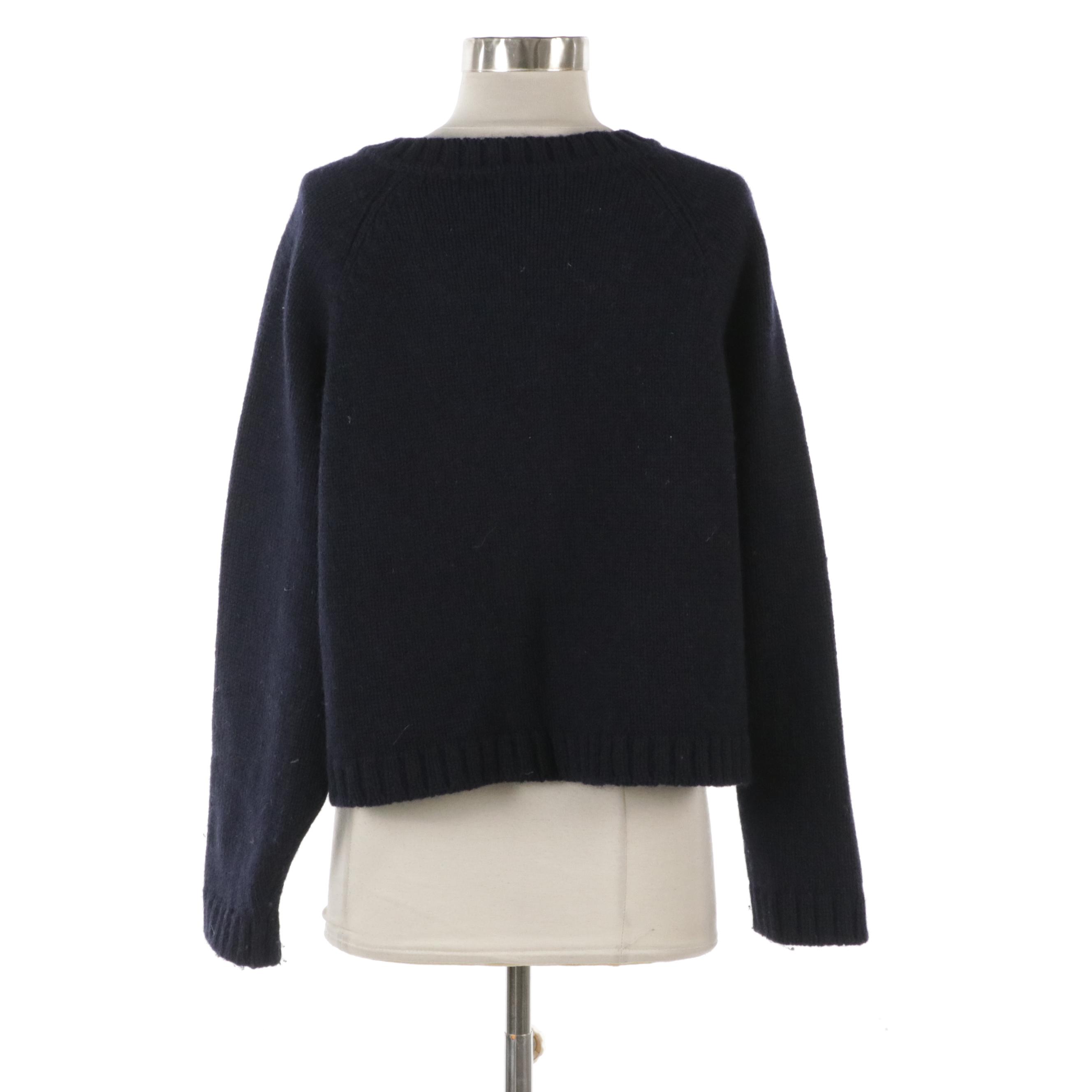 Chloé Navy Blue Knit Cropped Cardigan Sweater