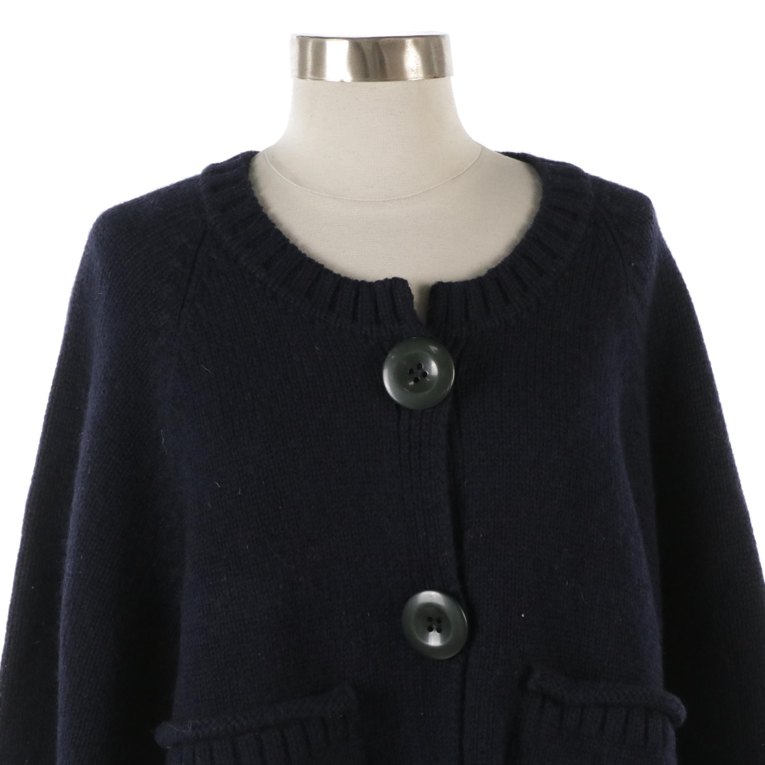 Chloé Navy Blue Knit Cropped Cardigan Sweater
