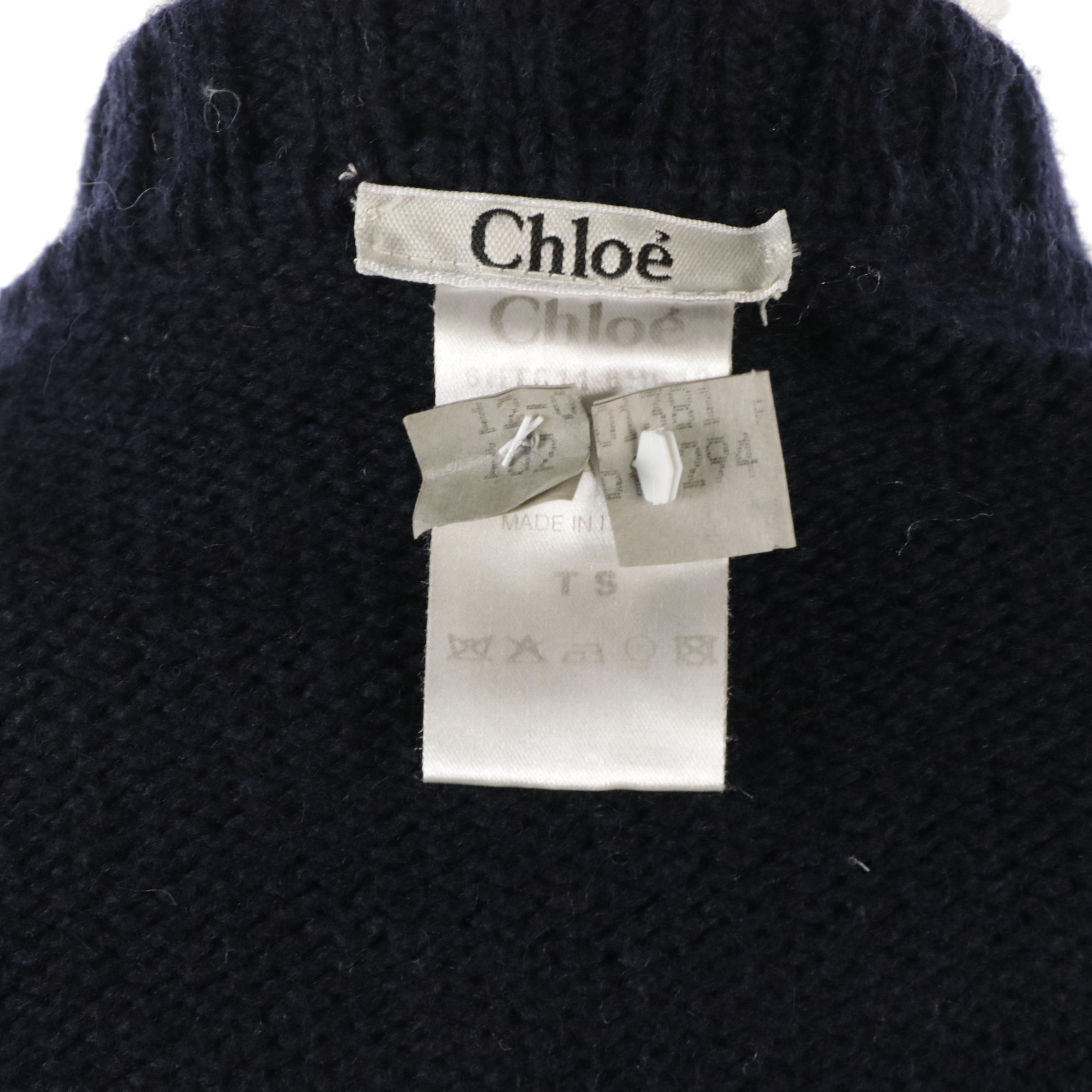 Chloé Navy Blue Knit Cropped Cardigan Sweater