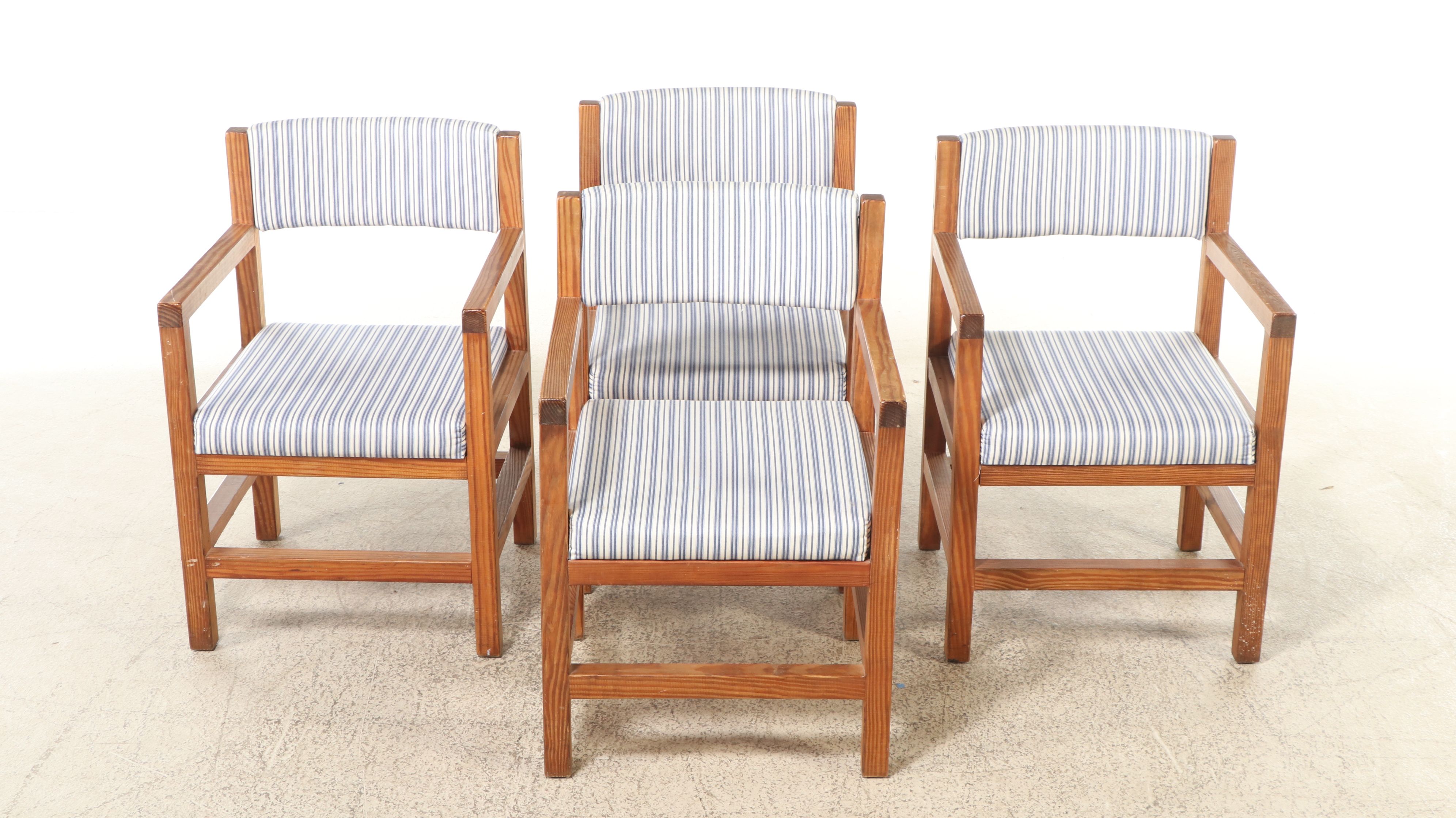 This End Up Pine Dining Table with Bench Seat and Four Armchairs