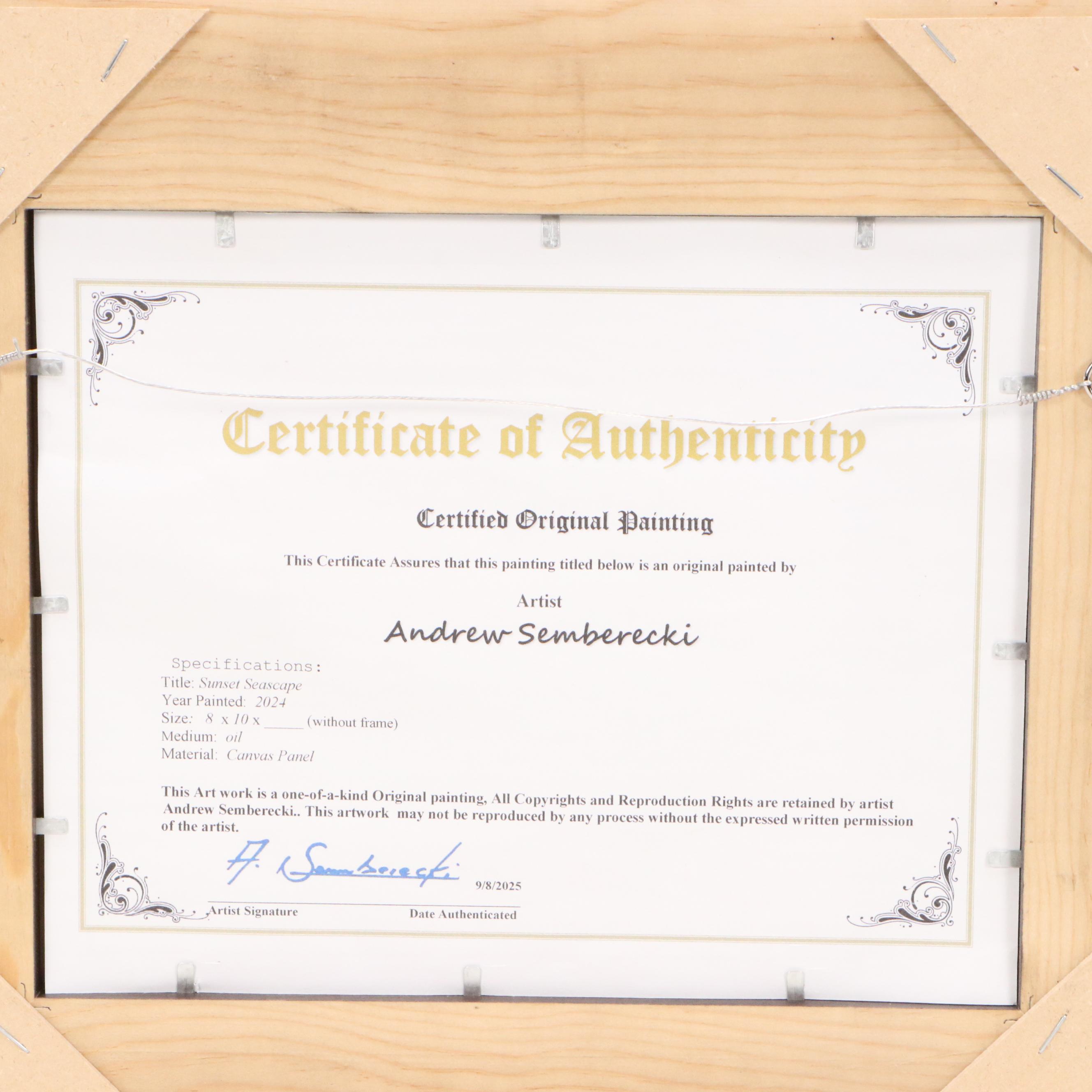 Andrew Semberecki Oil Painting "Sunset Landscape," 2024