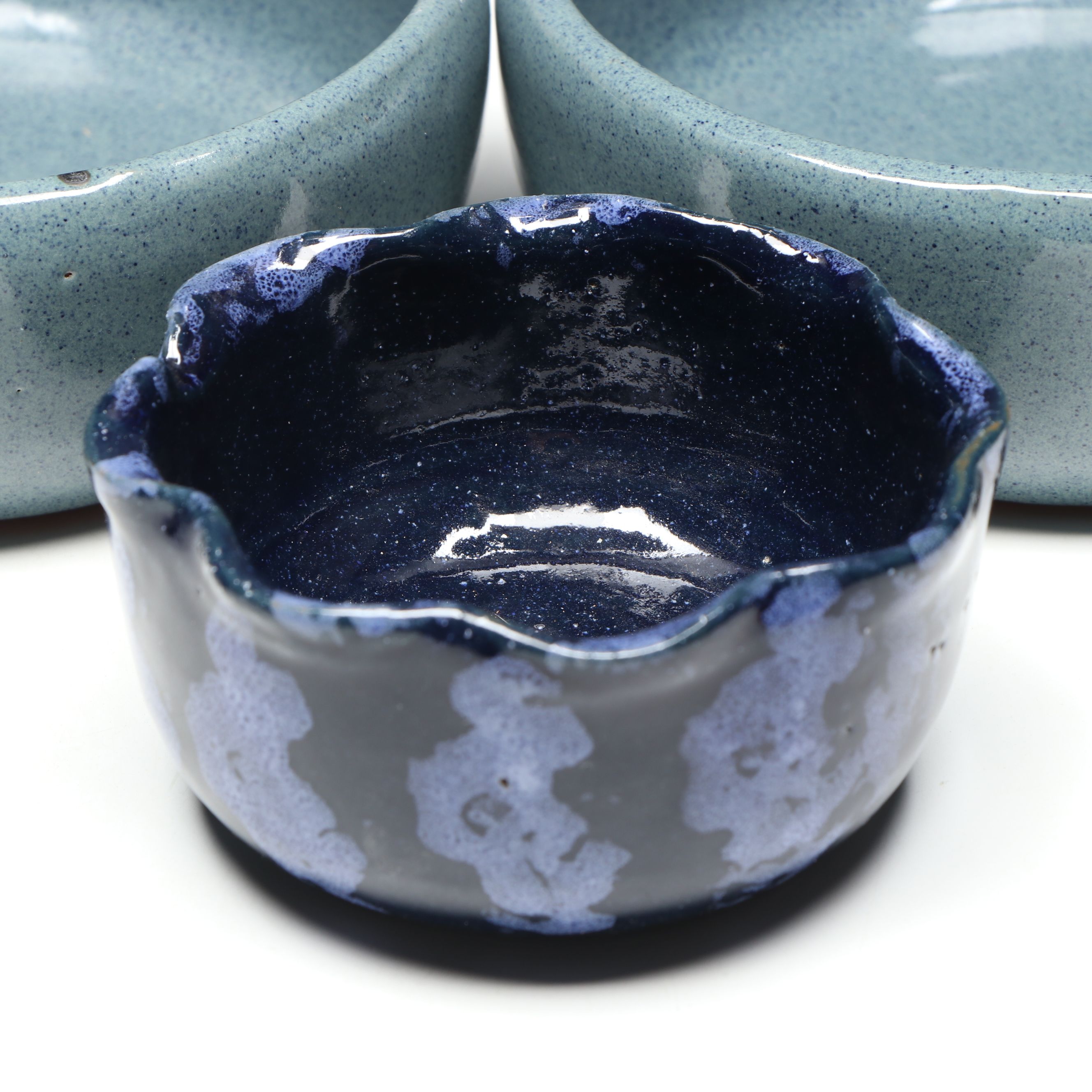 Bybee Pottery Chambersticks, with Bowls, and Vase