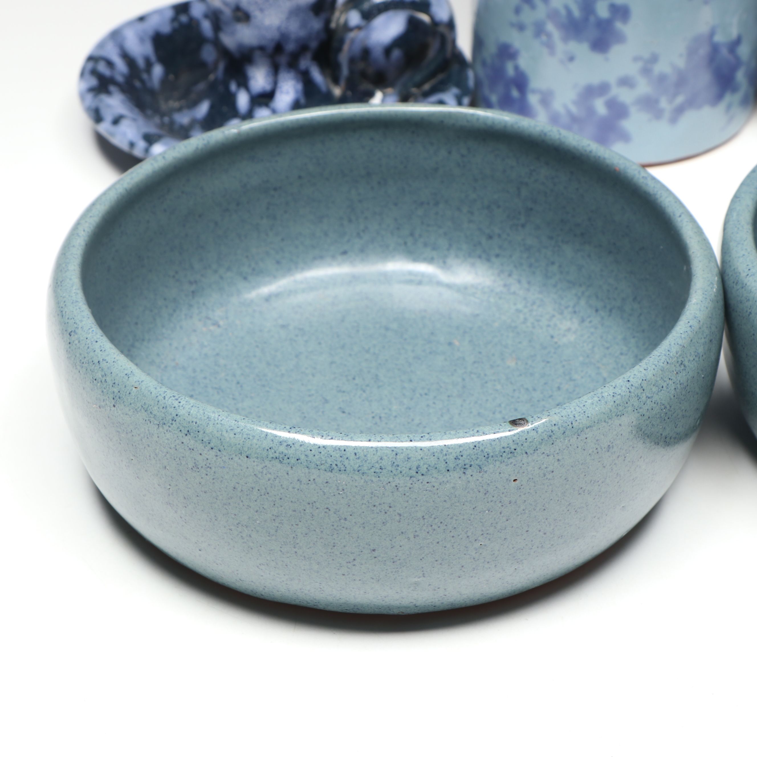 Bybee Pottery Chambersticks, with Bowls, and Vase