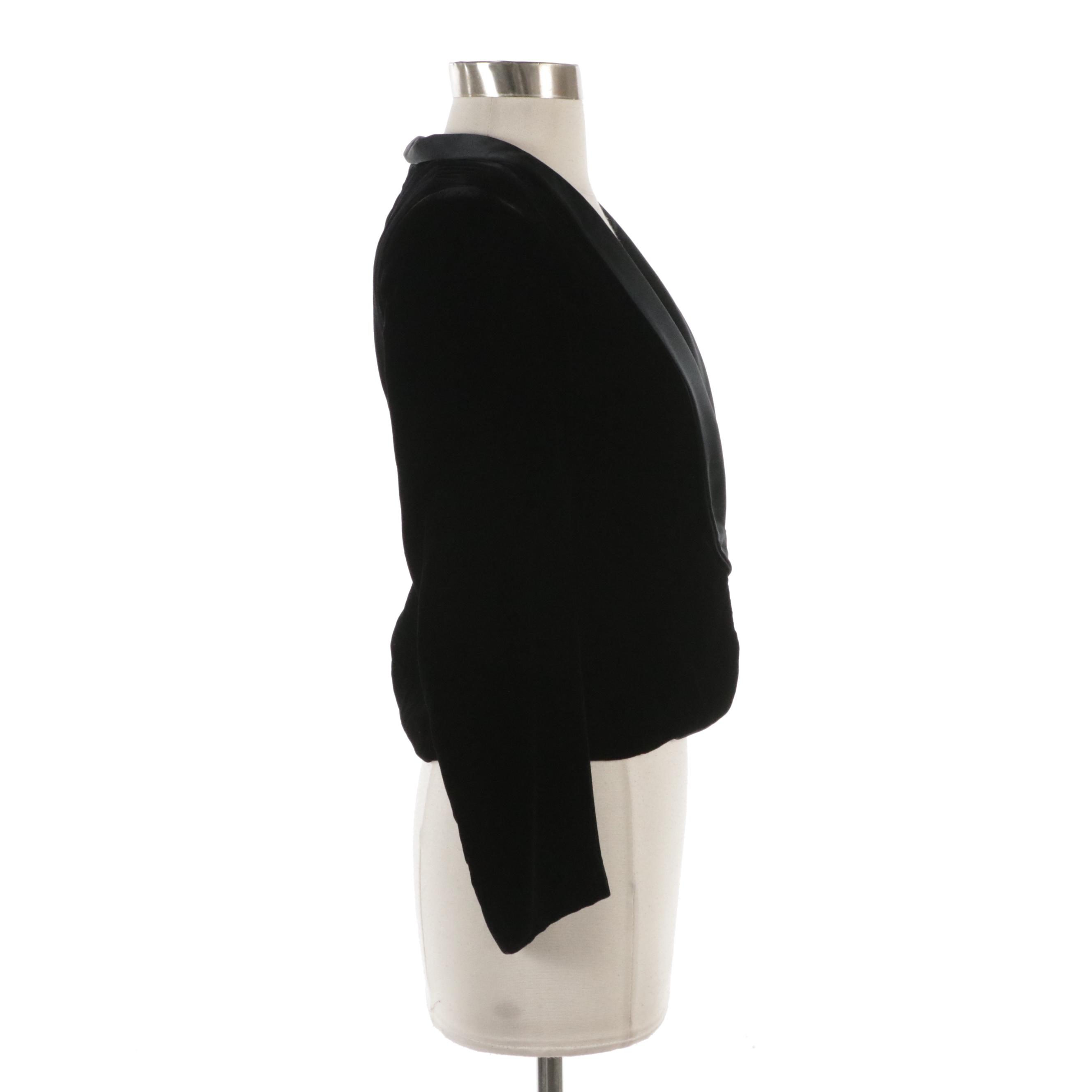 Giorgio Armani Black Silk and Velvet Jacket