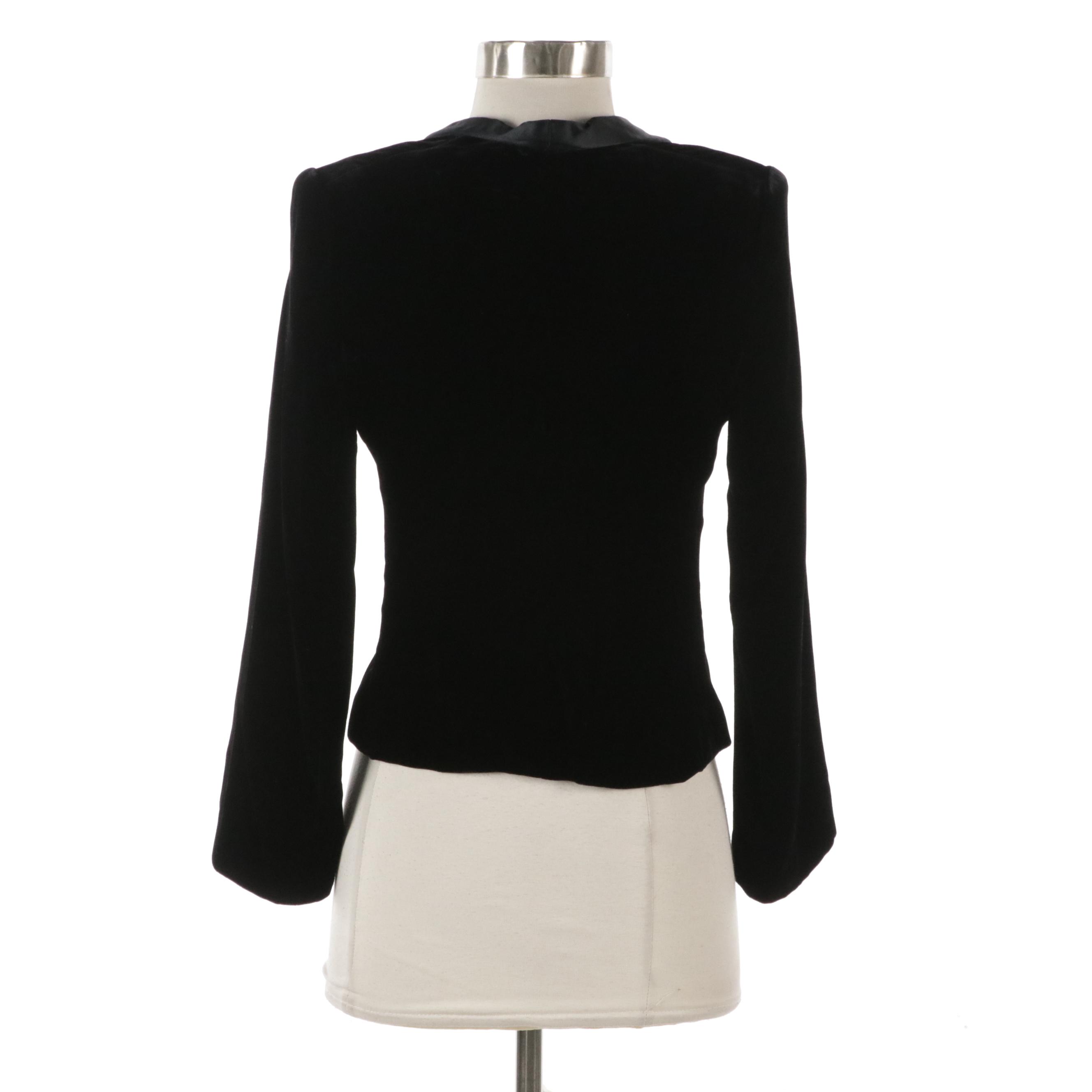 Giorgio Armani Black Silk and Velvet Jacket