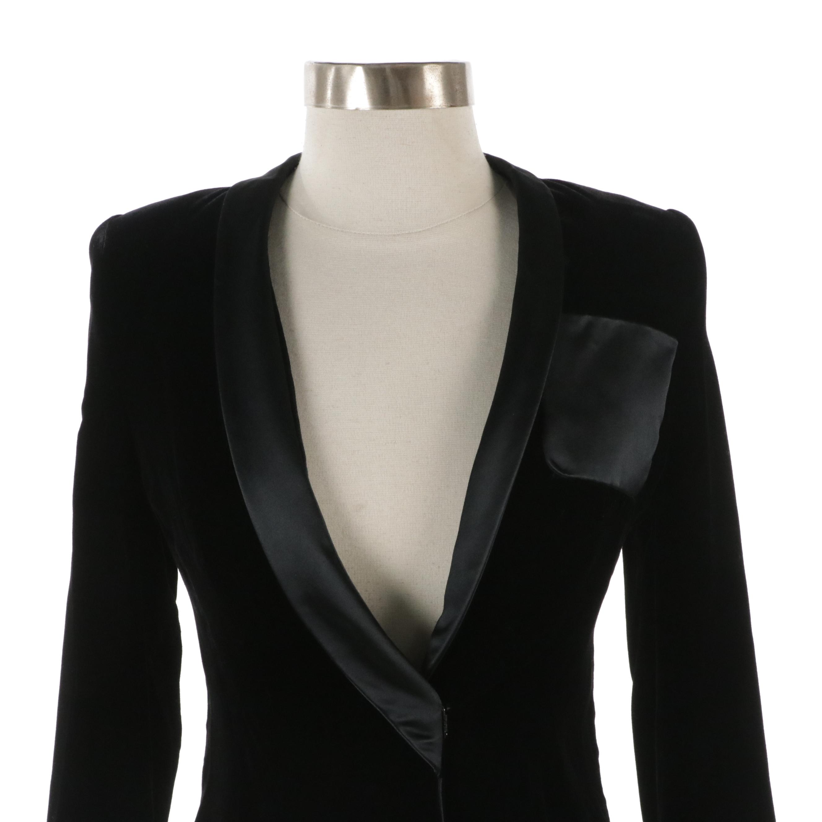 Giorgio Armani Black Silk and Velvet Jacket