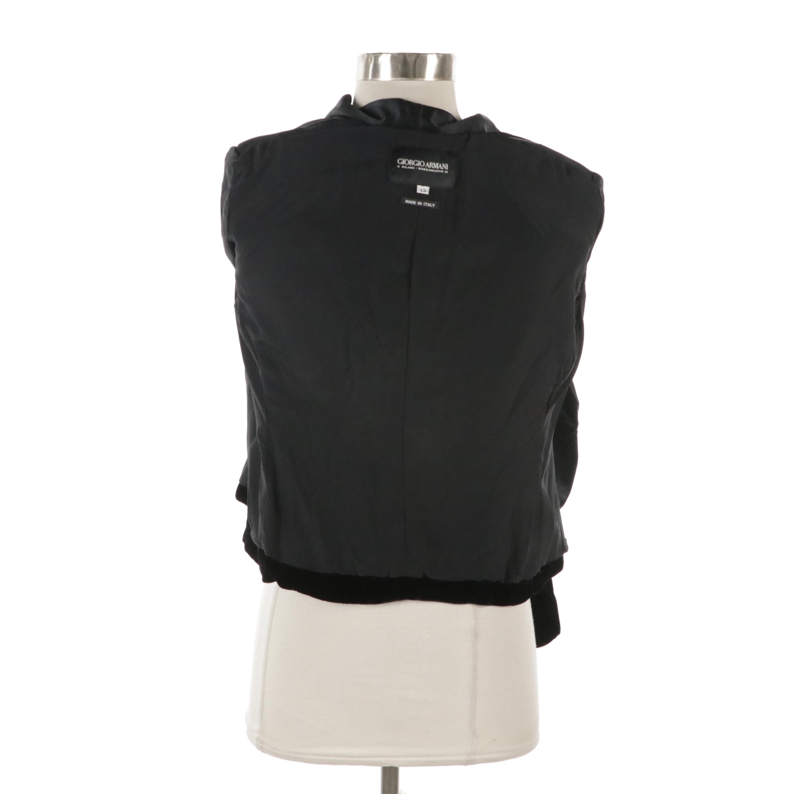 Giorgio Armani Black Silk and Velvet Jacket