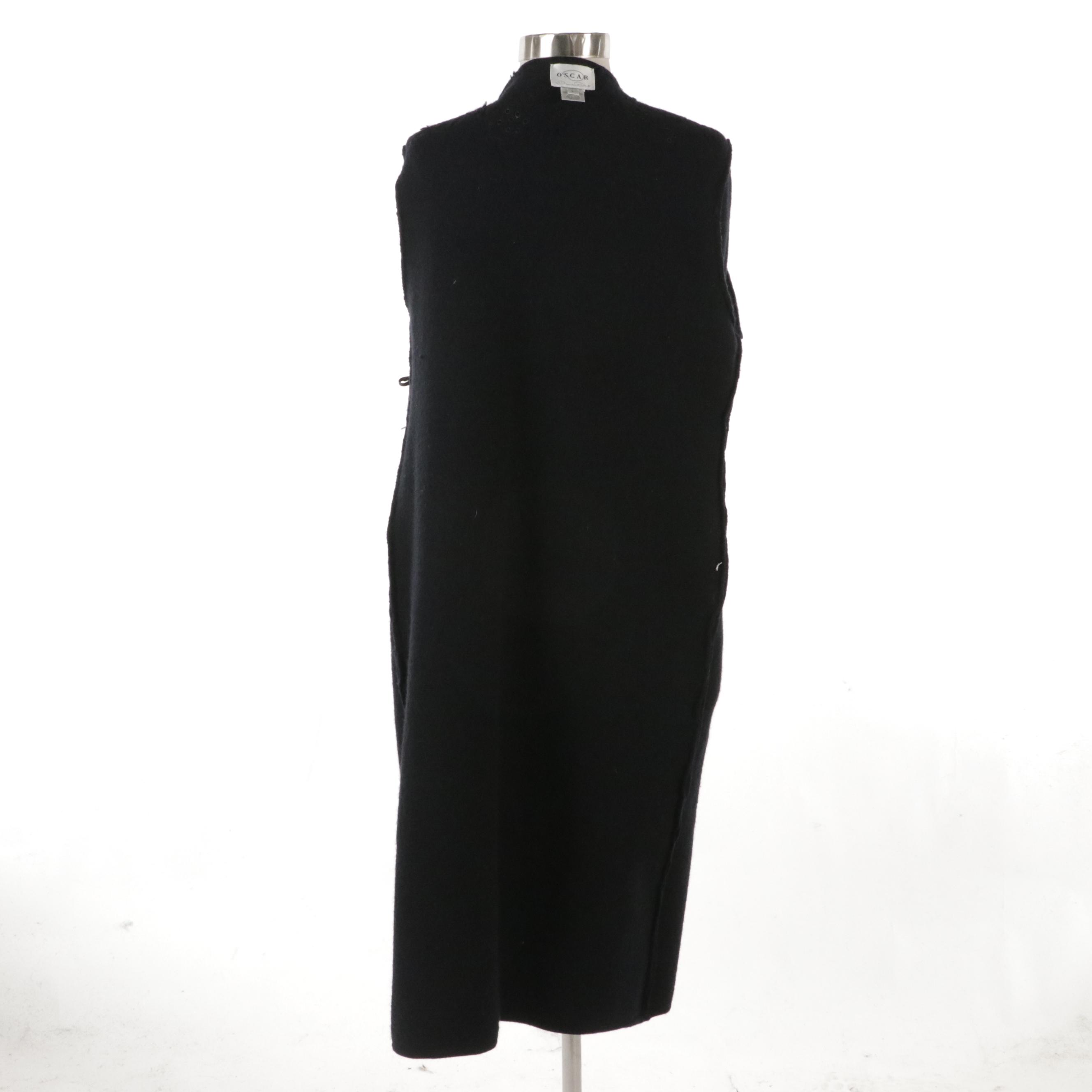 Oscar by Oscar de la Renta Embroidered Wool Jacket with Lambskin and Grommets