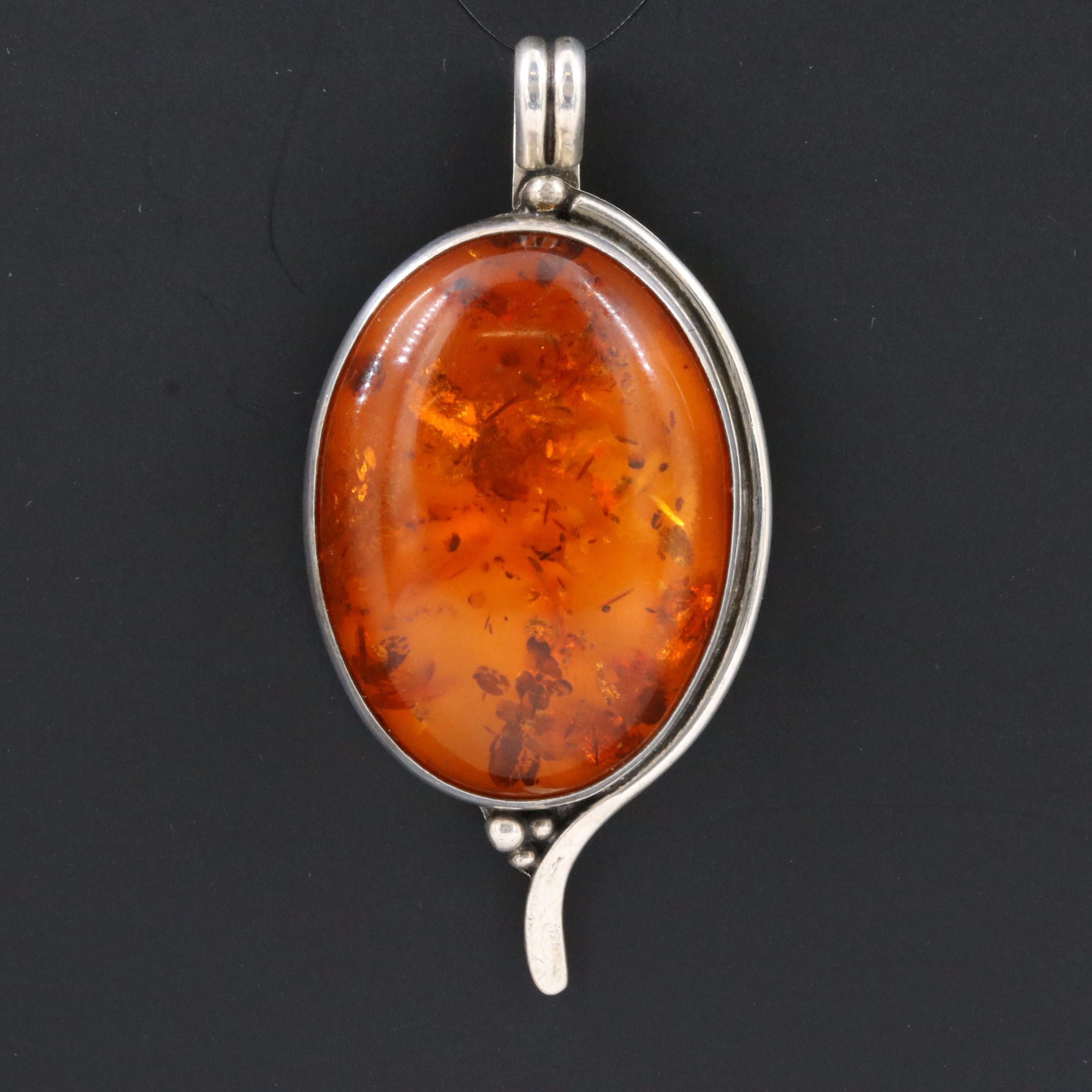 Sterling Amber Pendant