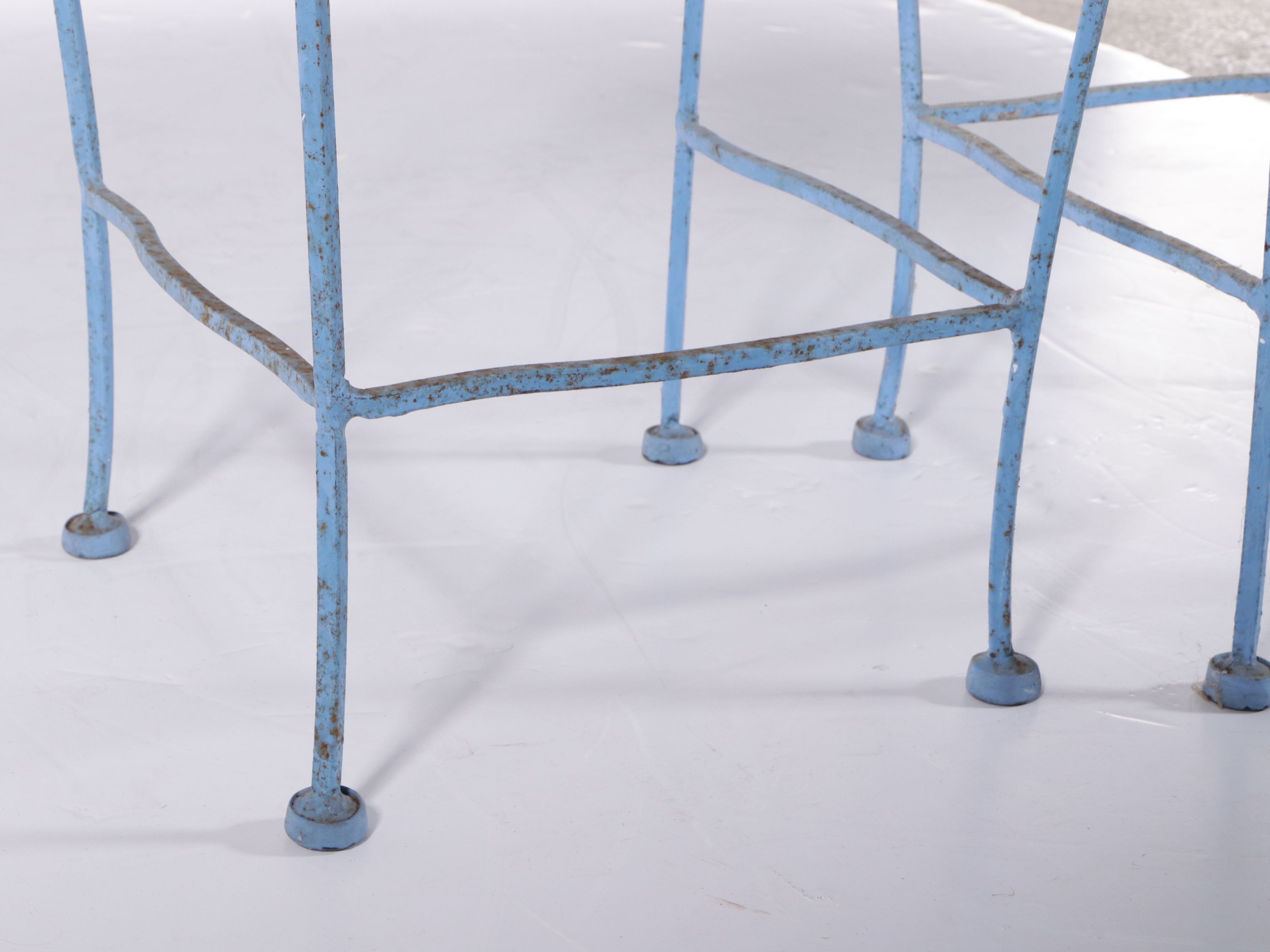 Pair of Mosaic Ceramic Tile Top and Metal Framed Accent Tables