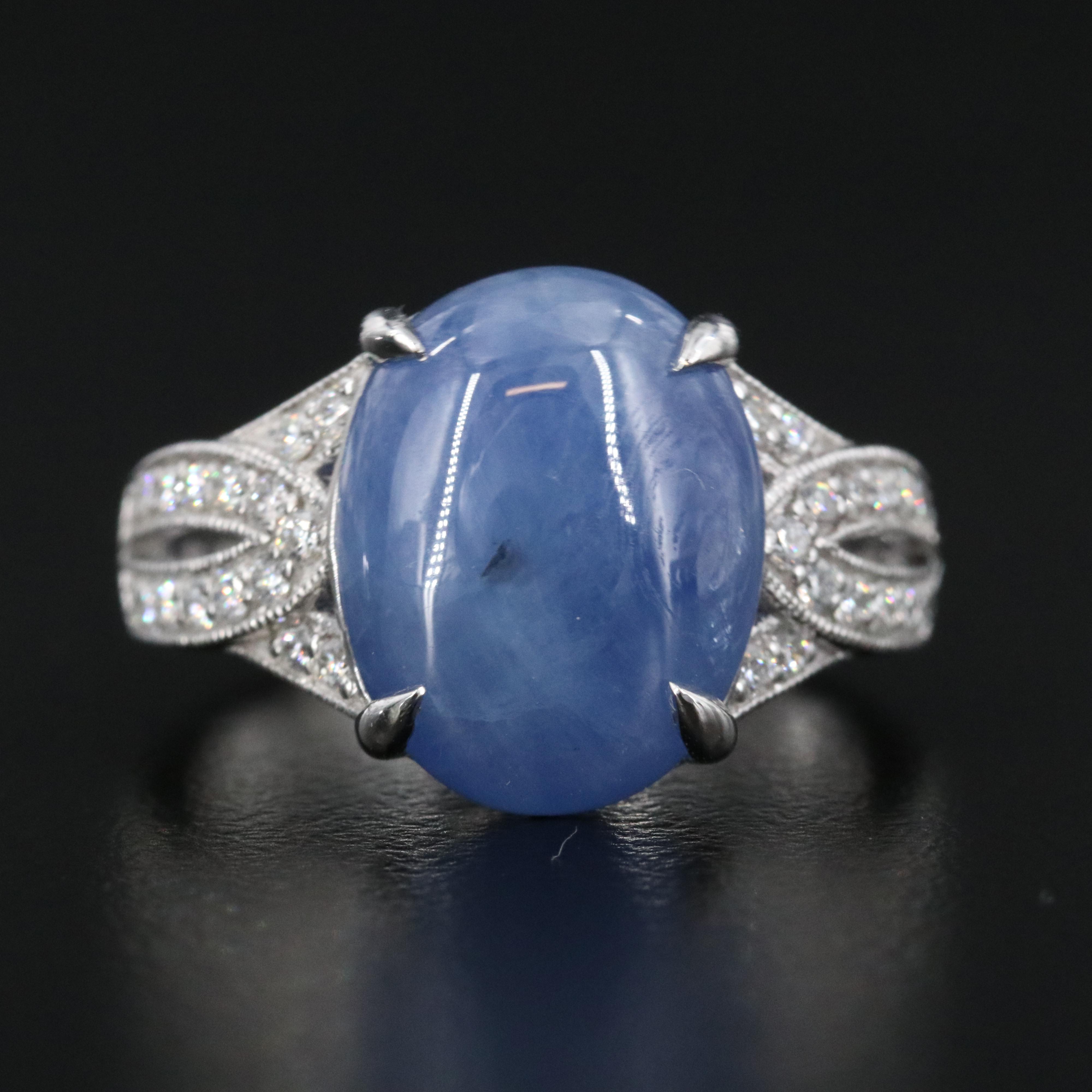 Oscar Friedman Platinum 7.48 CT Sapphire and Diamond Ring with GIA Report
