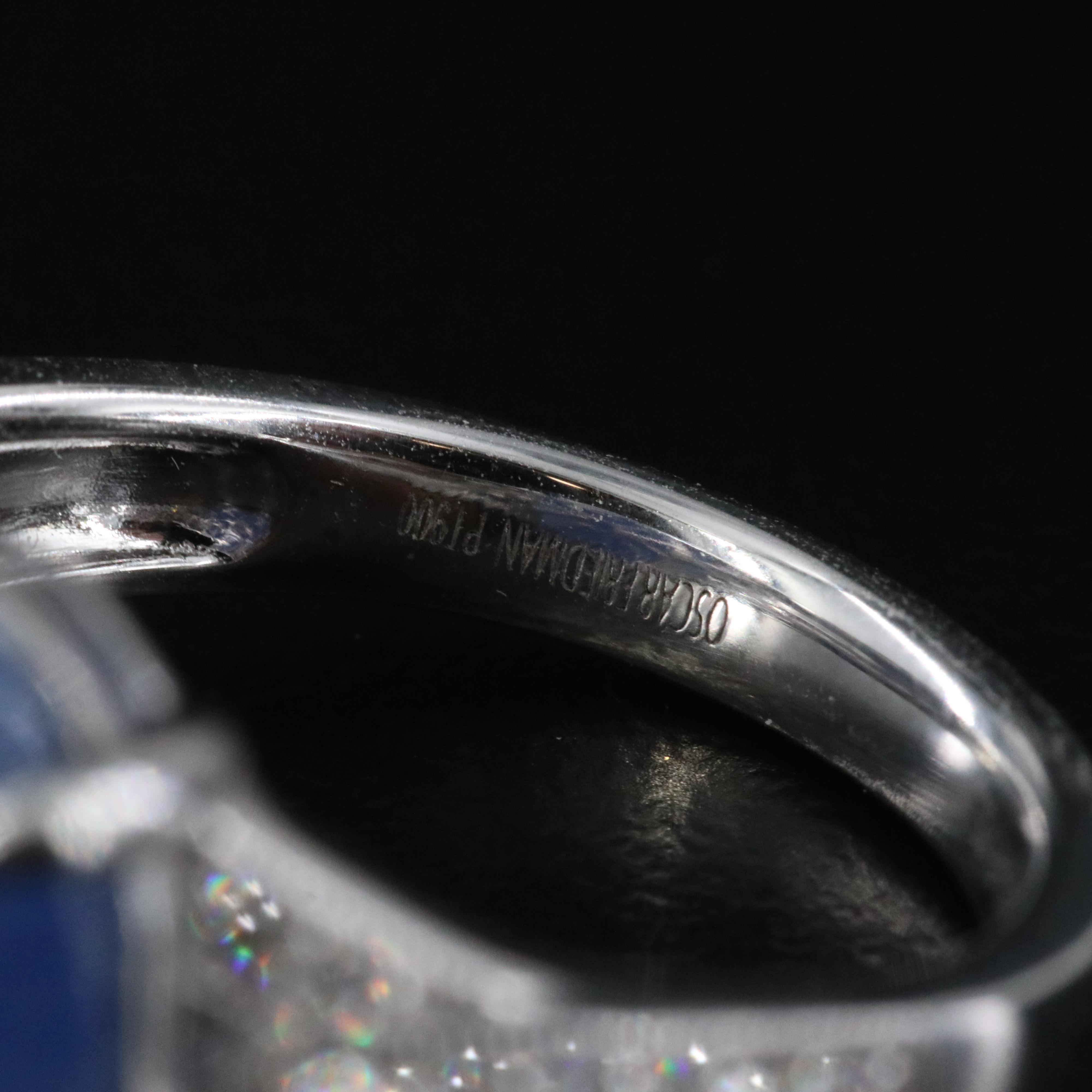 Oscar Friedman Platinum 7.48 CT Sapphire and Diamond Ring with GIA Report