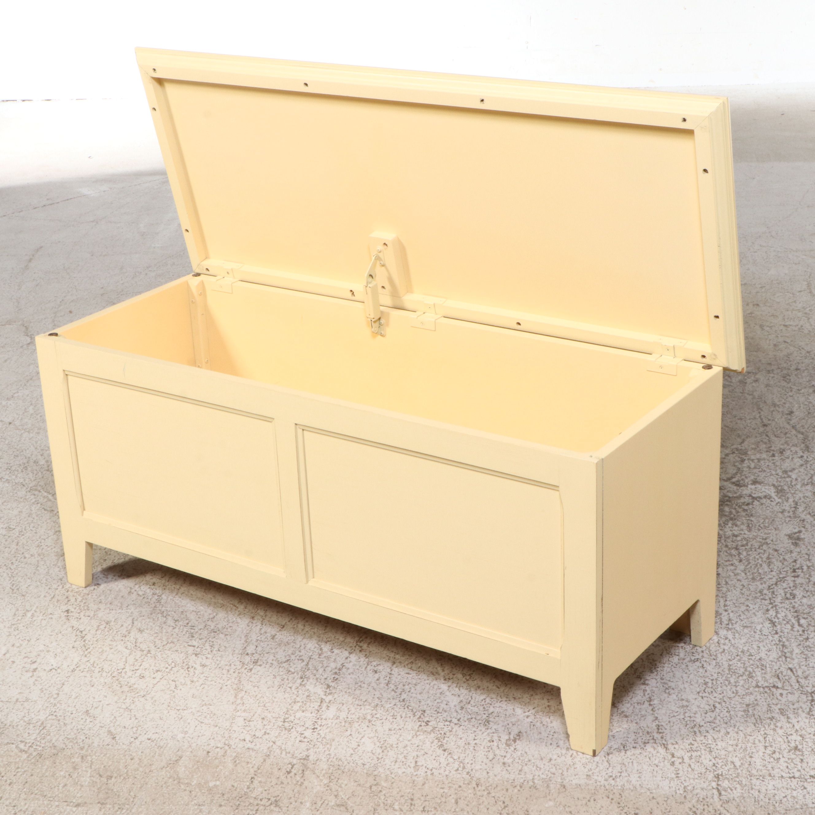 Victorian Style Paint Decorated Two-Tier Side Table and Wooden Trunk