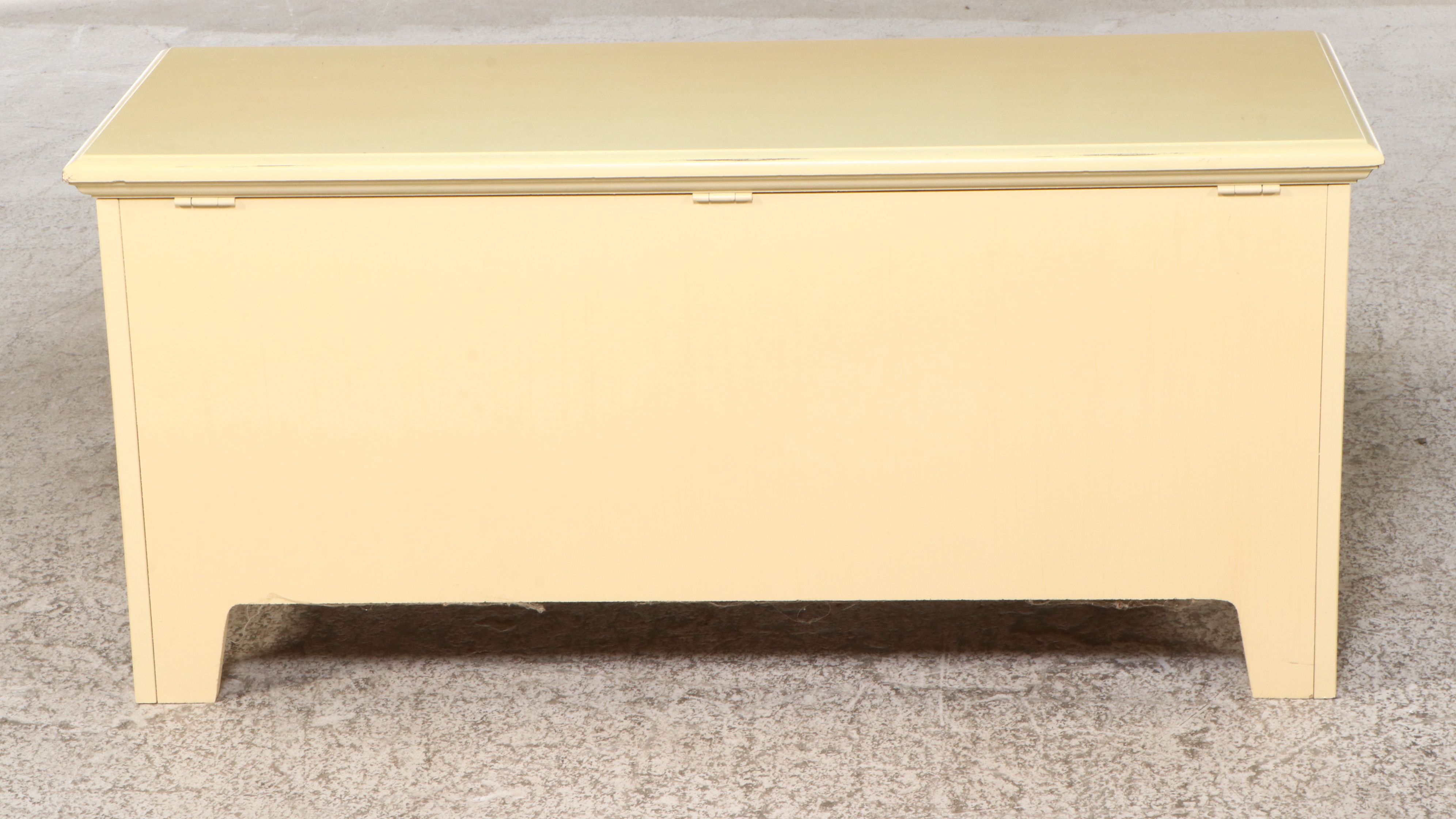 Victorian Style Paint Decorated Two-Tier Side Table and Wooden Trunk