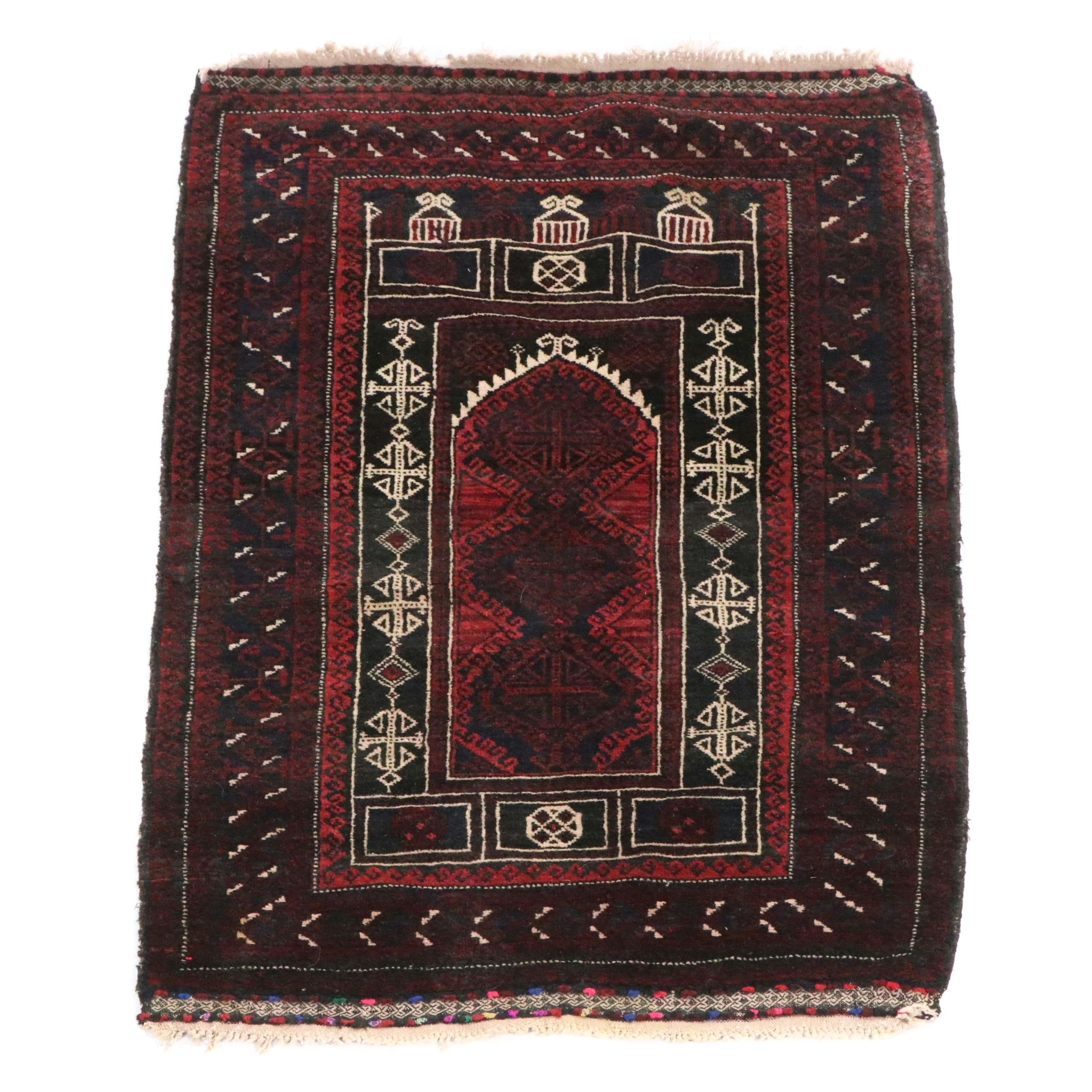 3'1 x 5'3 Hand-Knotted Afghan Baluch Prayer Rug