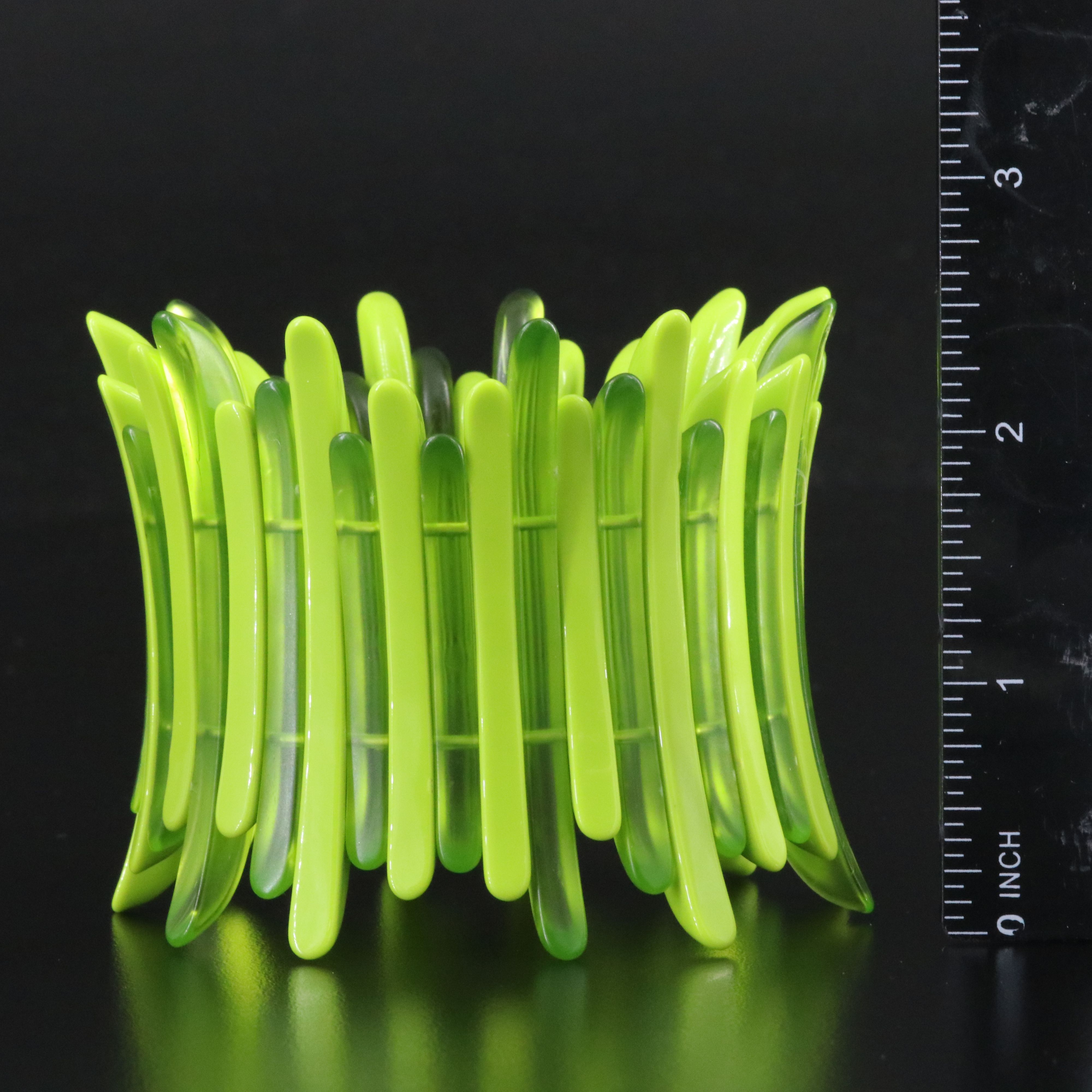 Staggered Concave Bracelet in Hues of Green