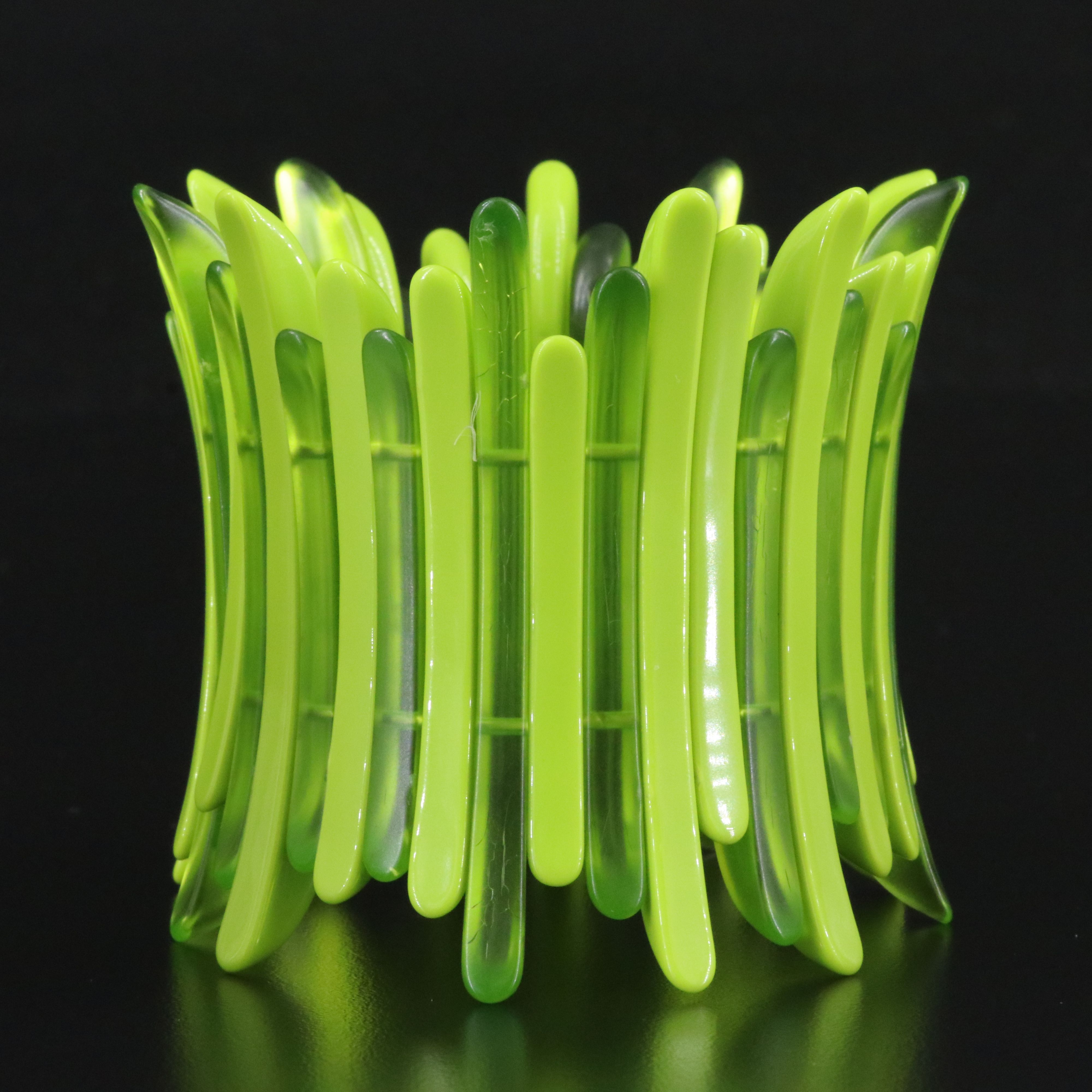 Staggered Concave Bracelet in Hues of Green