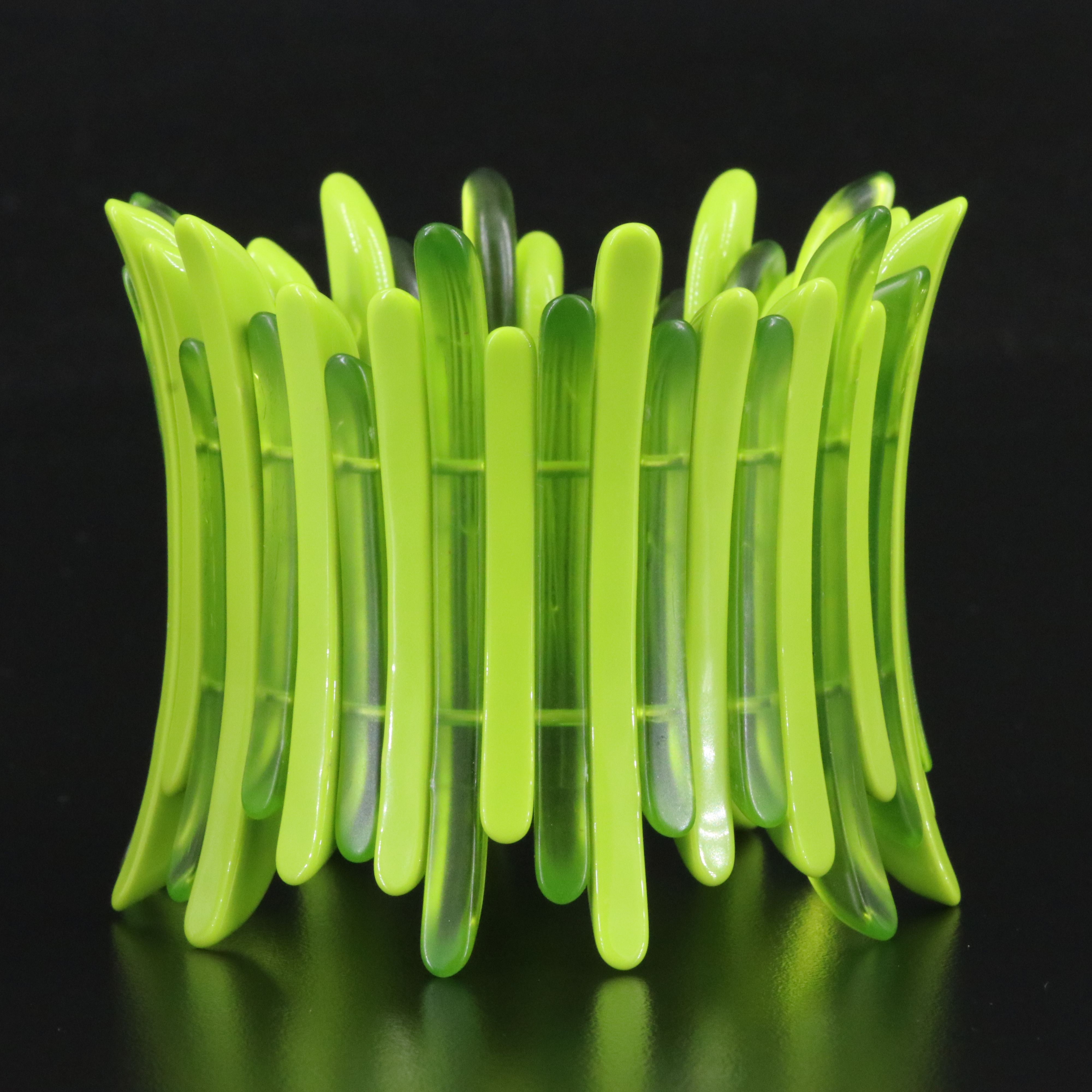 Staggered Concave Bracelet in Hues of Green