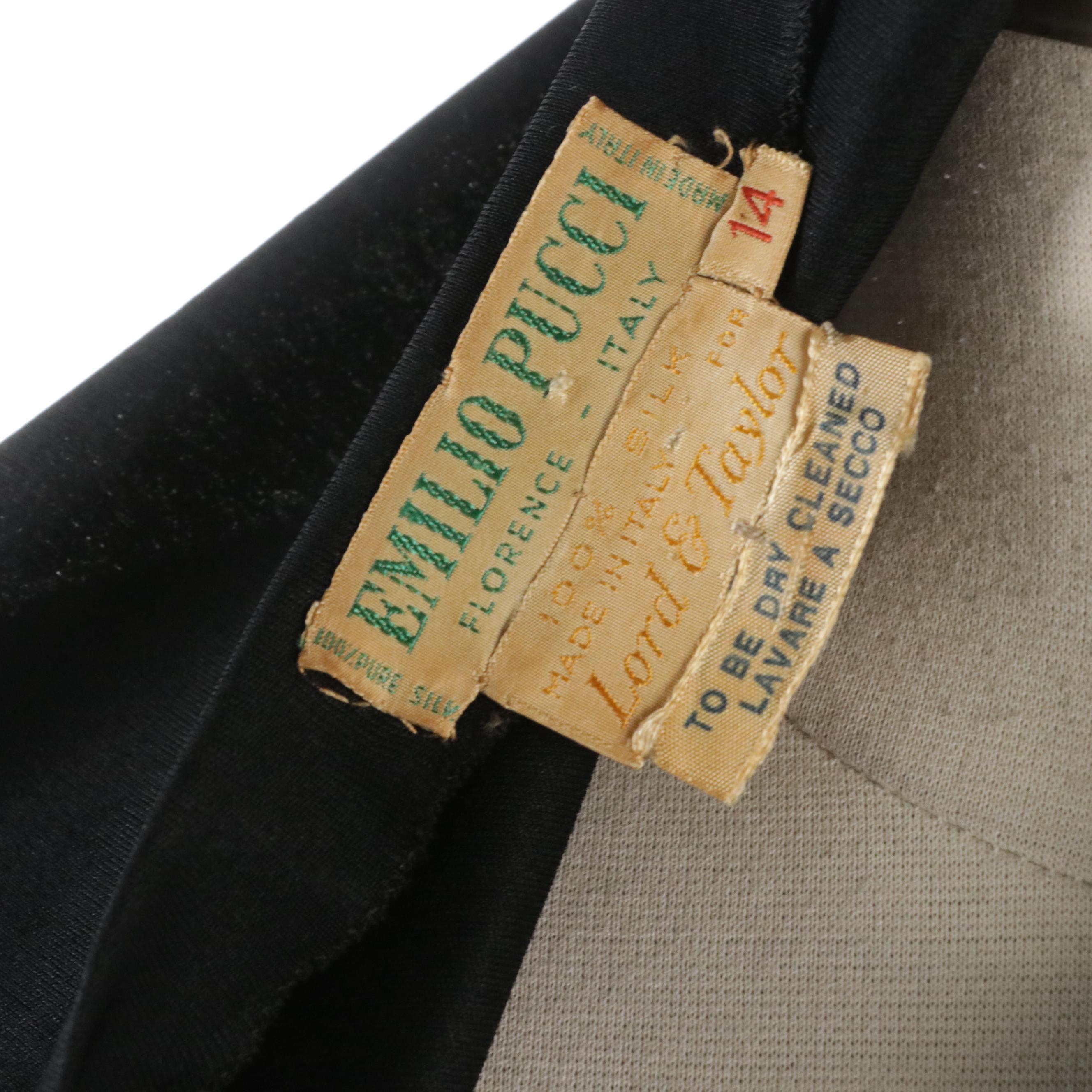 Emilio Pucci Black Silk Jersey Dress from Lord & Taylor, 1960s Vintage