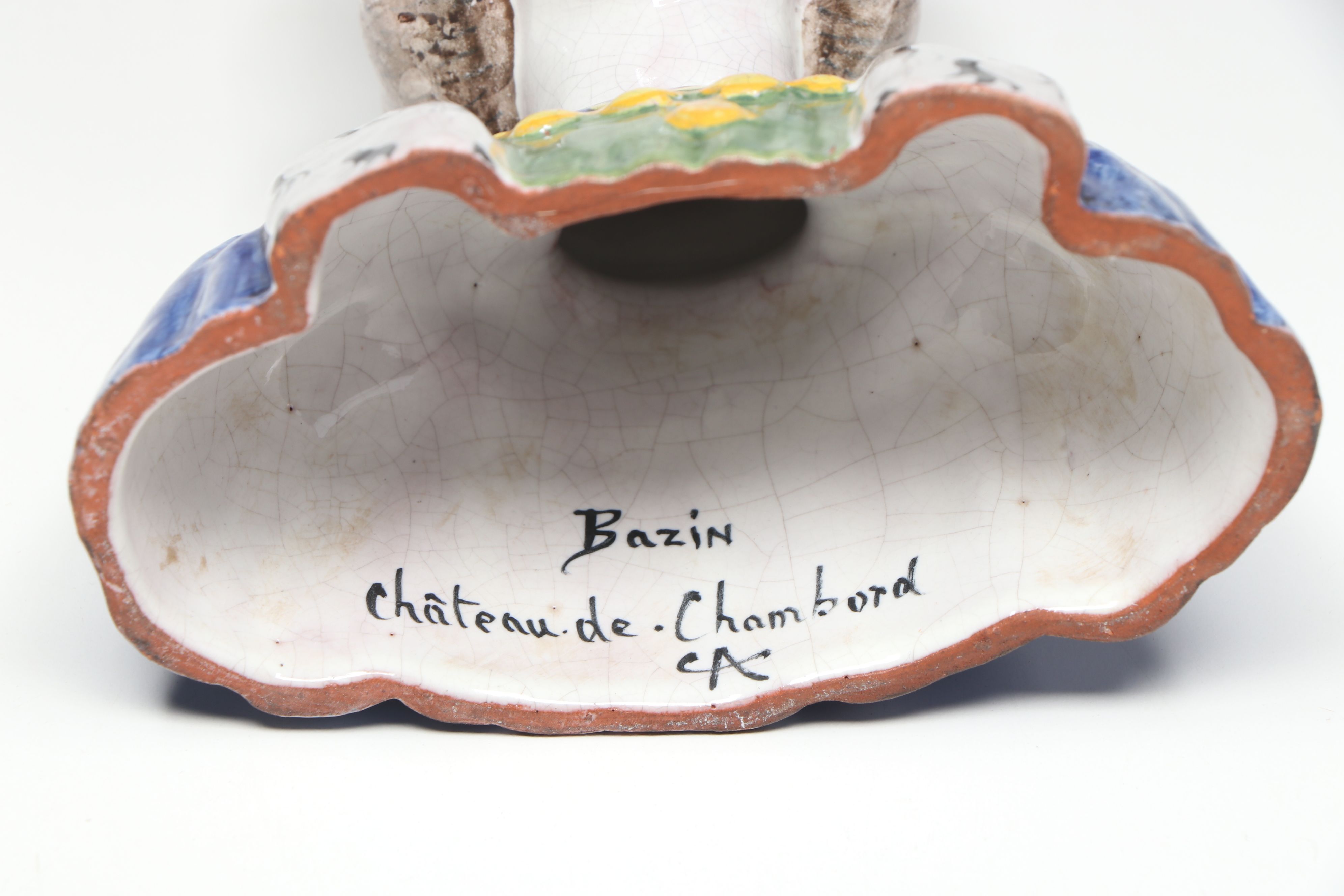 French Majolica Bust Figures with Decorative Footed Bowl and Lidded Vessel