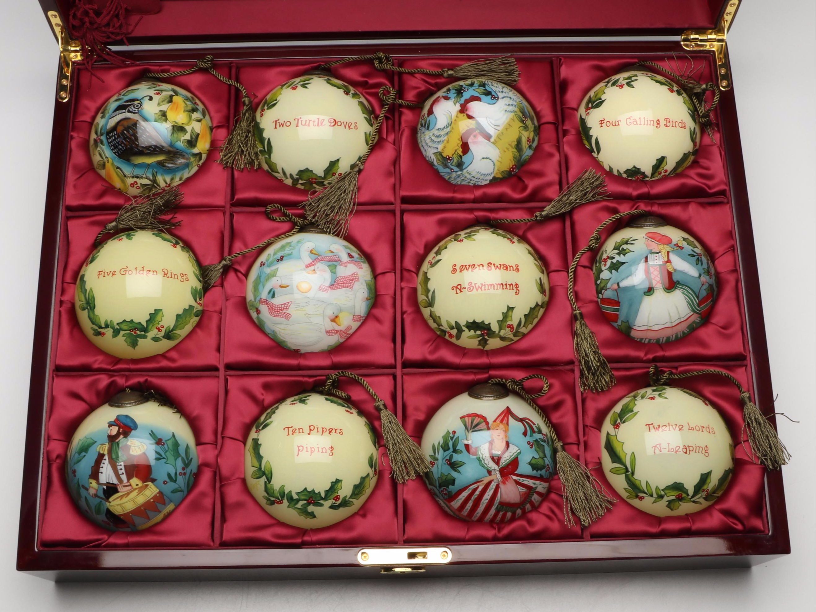 Ne'Qwa Art "12 Days of Christmas" Glass Ornament Set