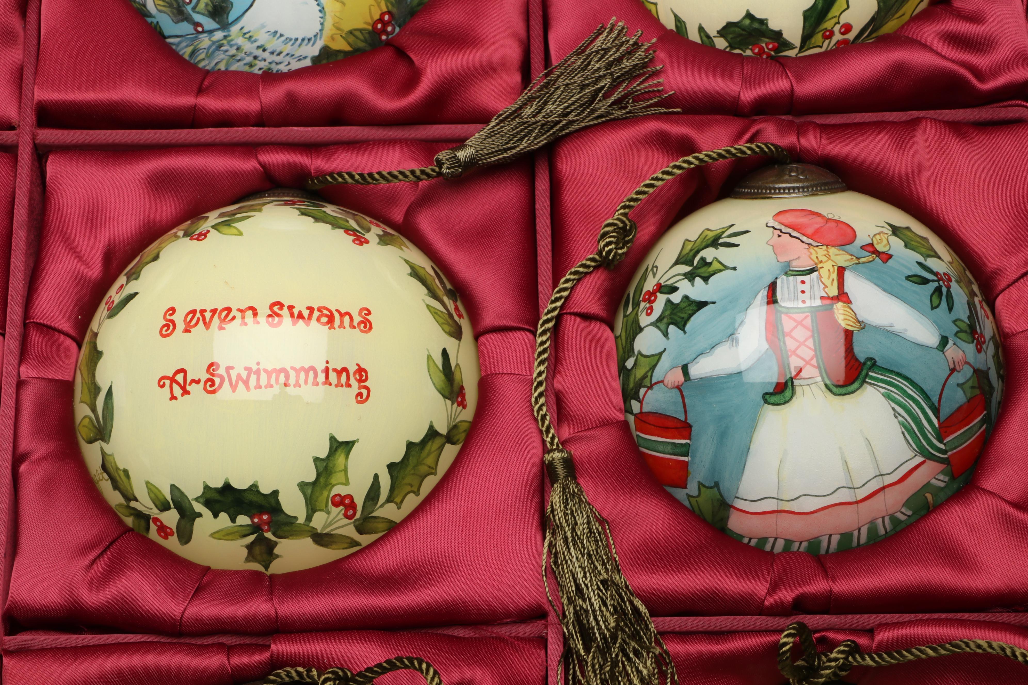 Ne'Qwa Art "12 Days of Christmas" Glass Ornament Set