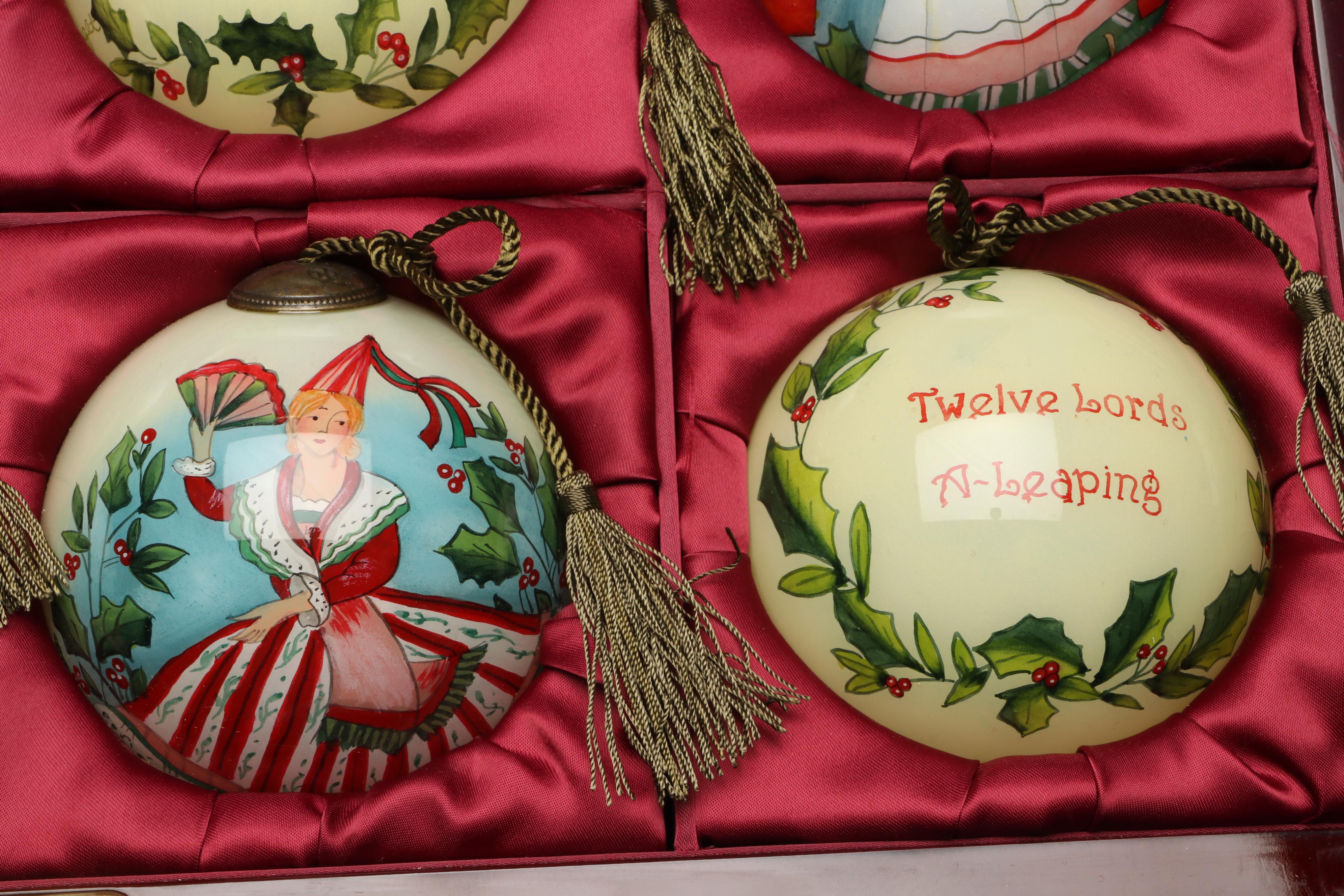 Ne'Qwa Art "12 Days of Christmas" Glass Ornament Set