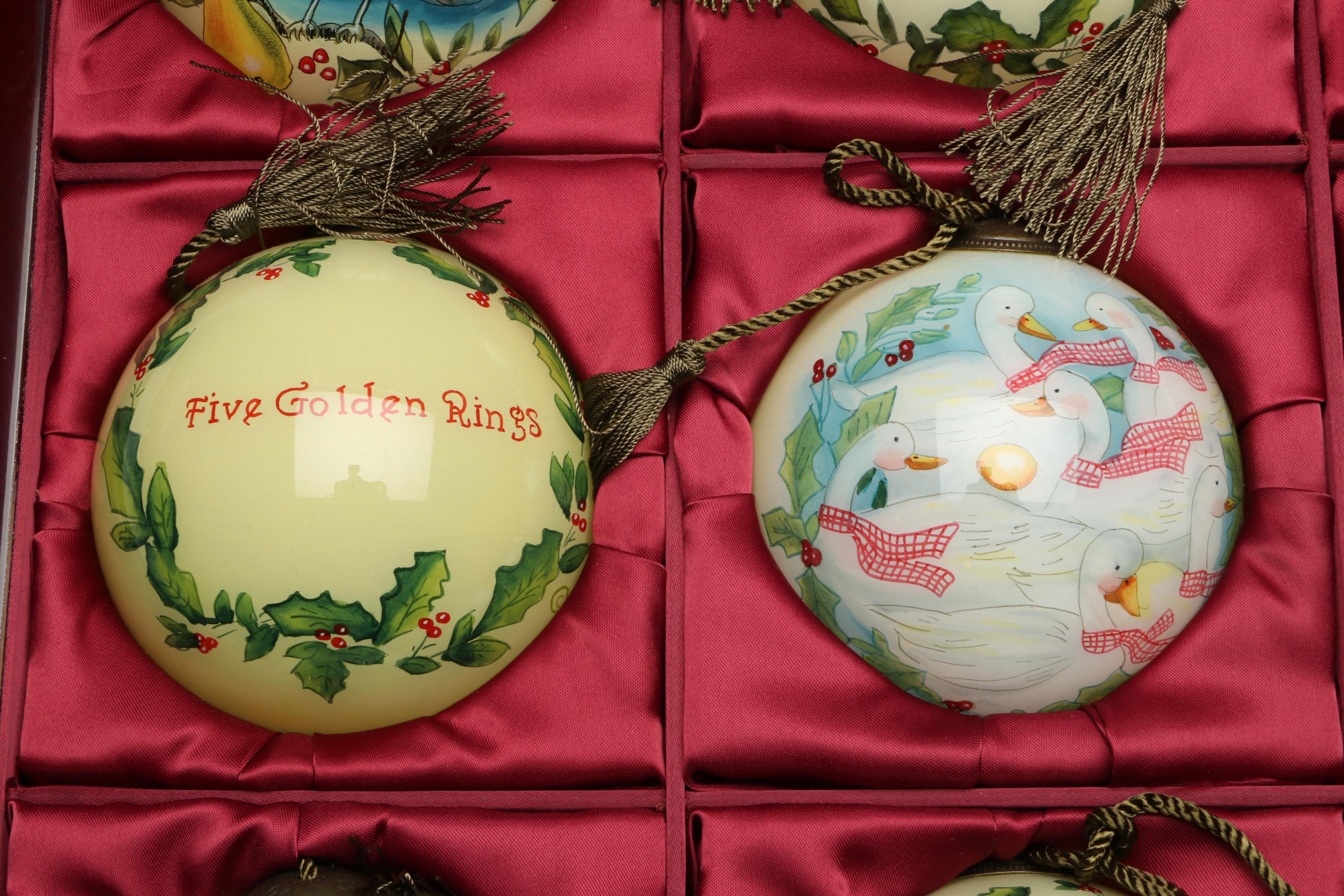 Ne'Qwa Art "12 Days of Christmas" Glass Ornament Set