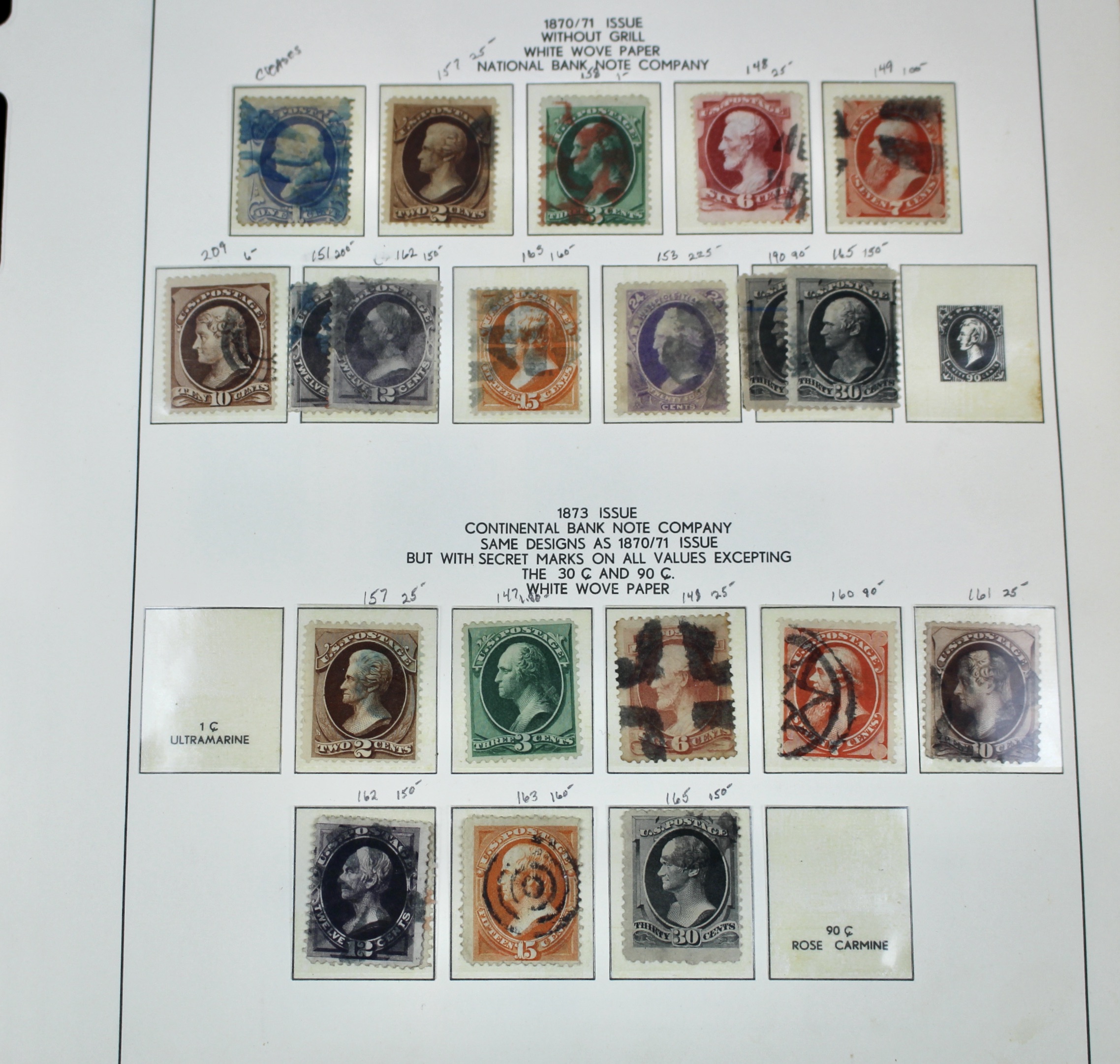 Early Used U.S. Postage Stamp Collection, 1851 to 1882