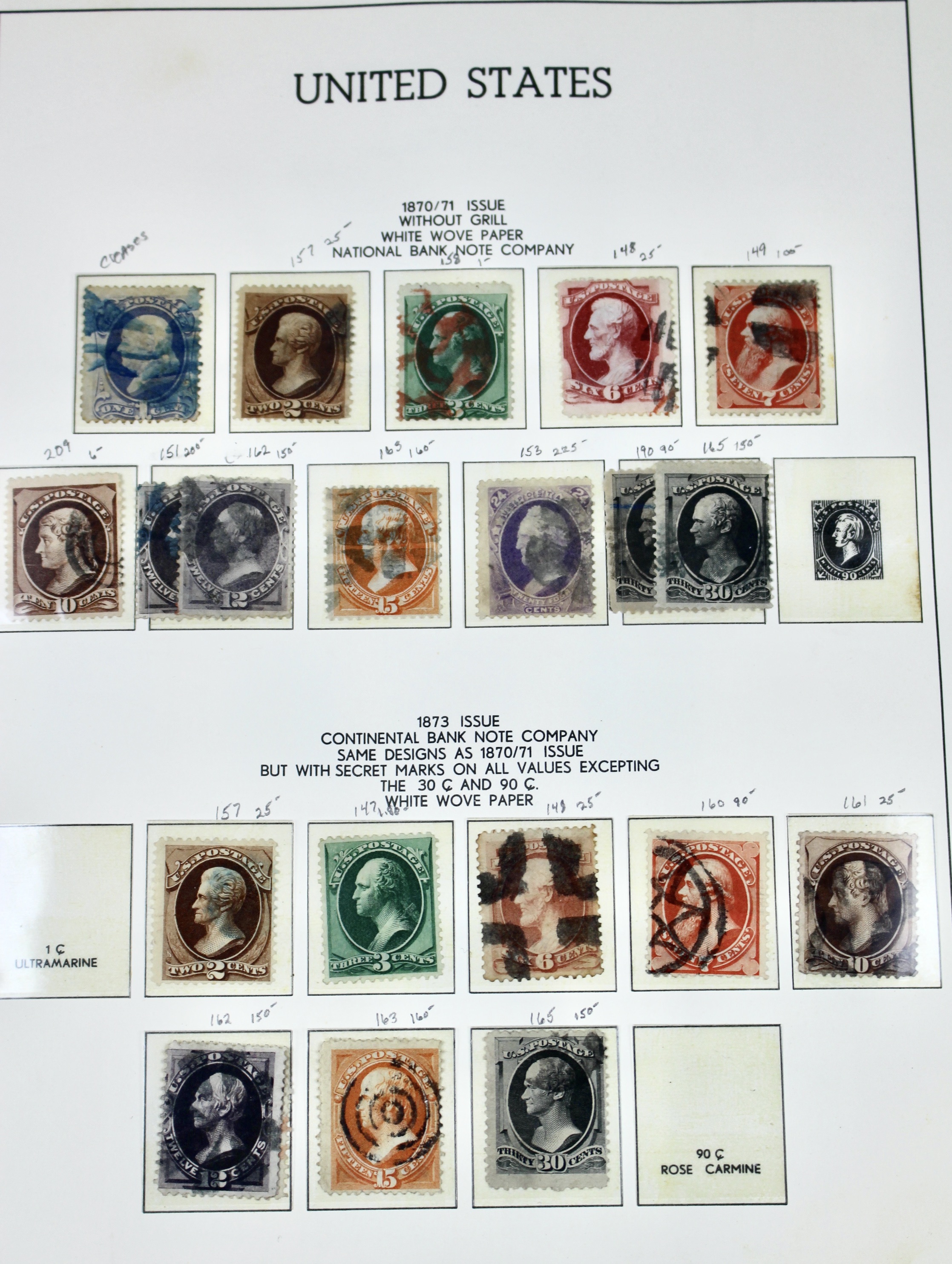 Early Used U.S. Postage Stamp Collection, 1851 to 1882