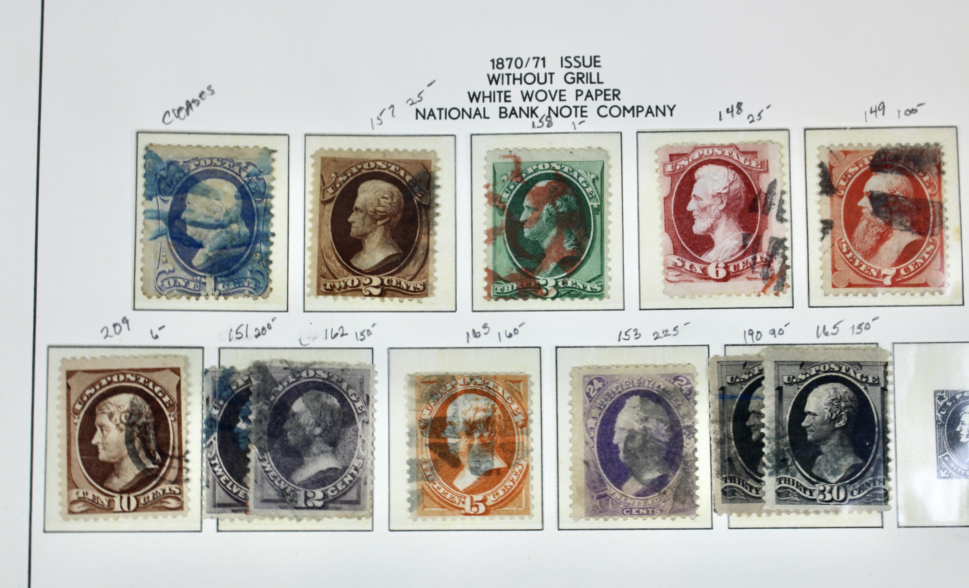 Early Used U.S. Postage Stamp Collection, 1851 to 1882