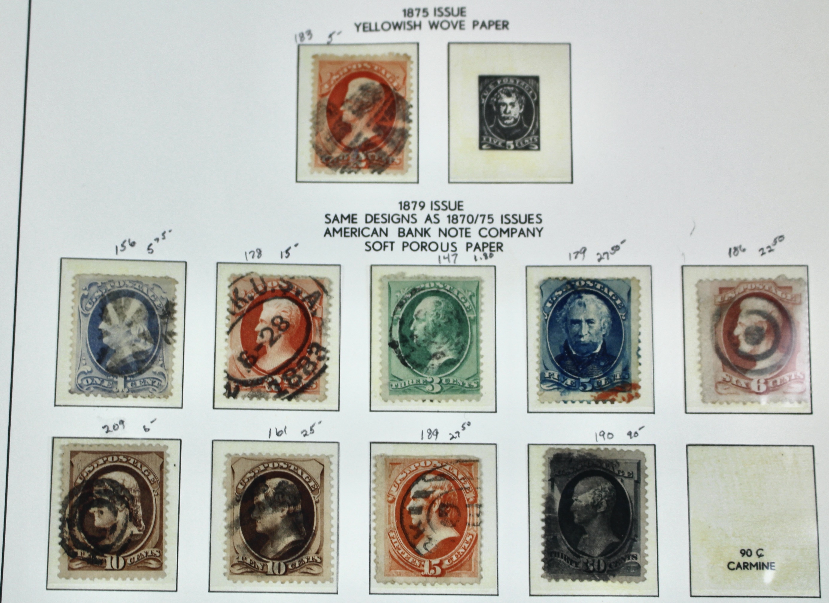 Early Used U.S. Postage Stamp Collection, 1851 to 1882