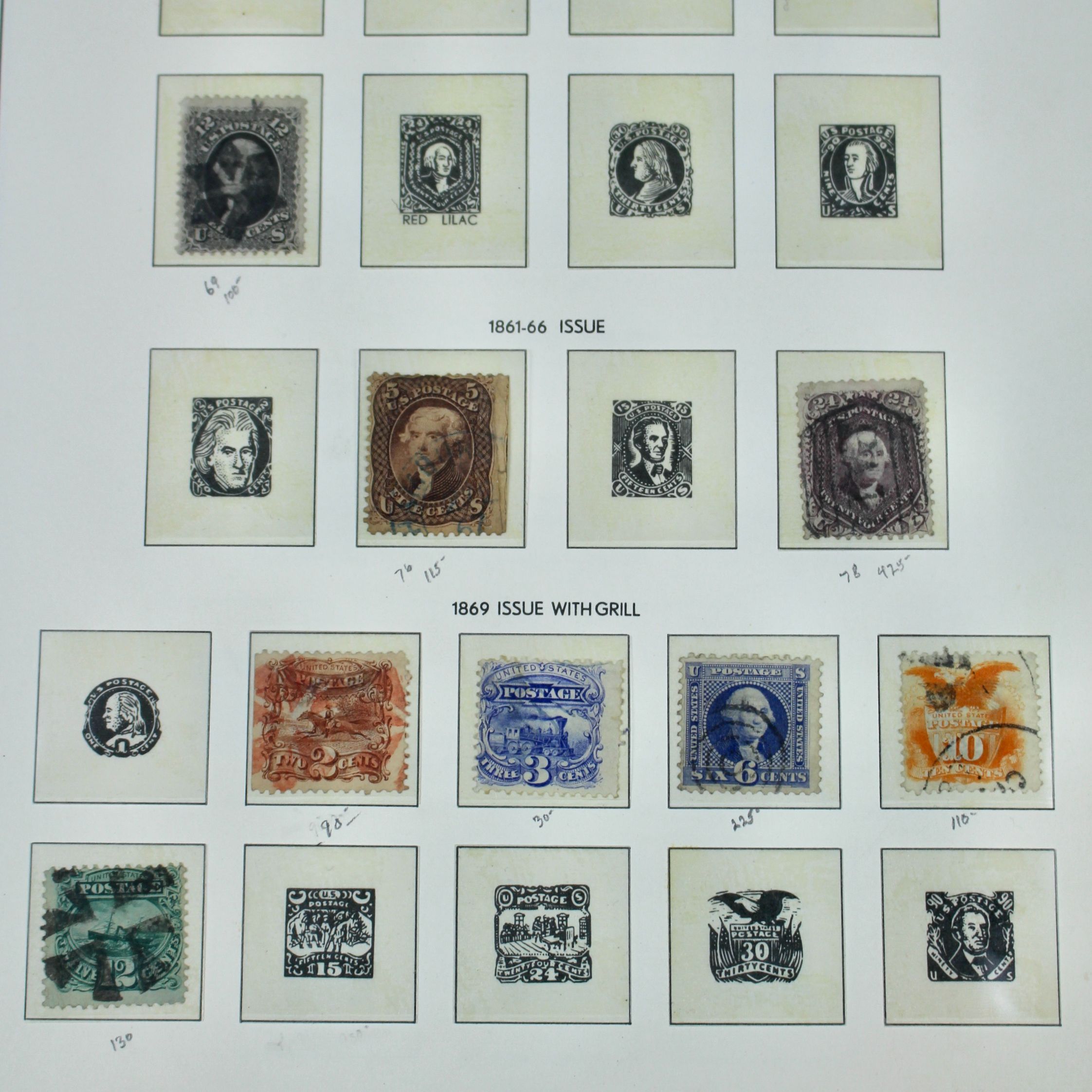 Early Used U.S. Postage Stamp Collection, 1851 to 1882