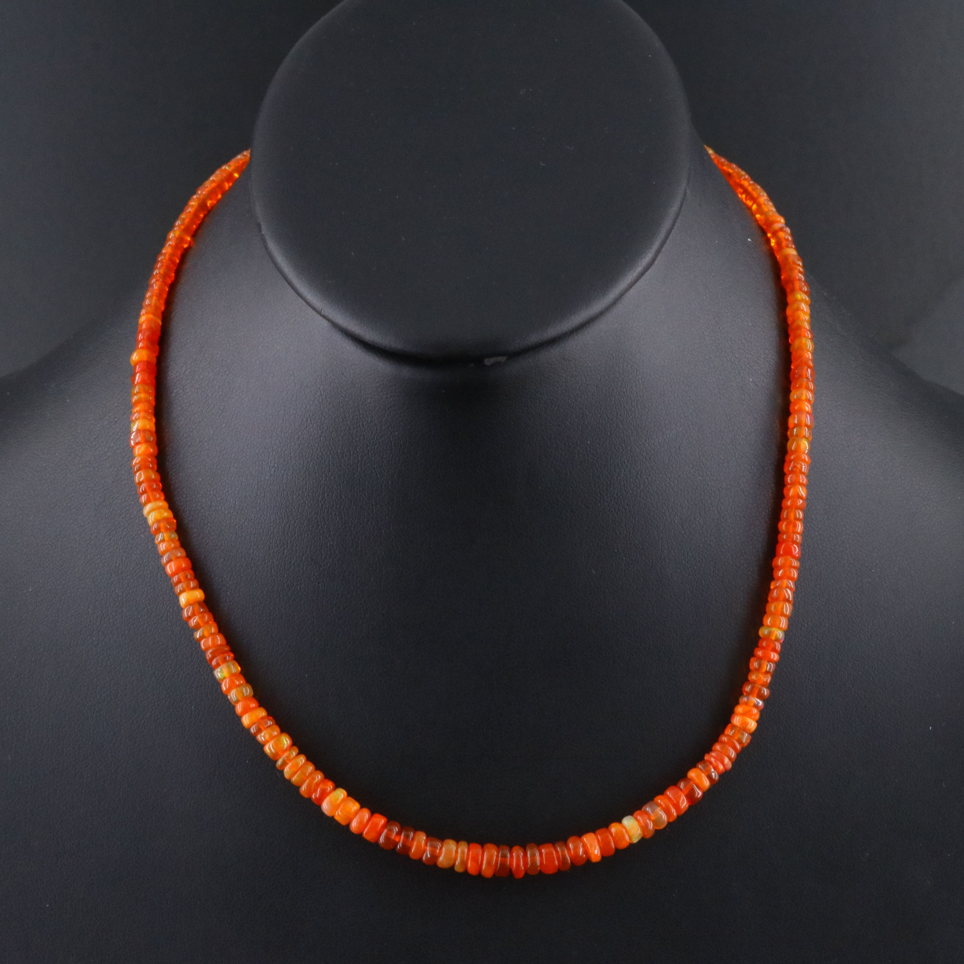 Graduated Fire Opal Necklace with Sterling Clasp