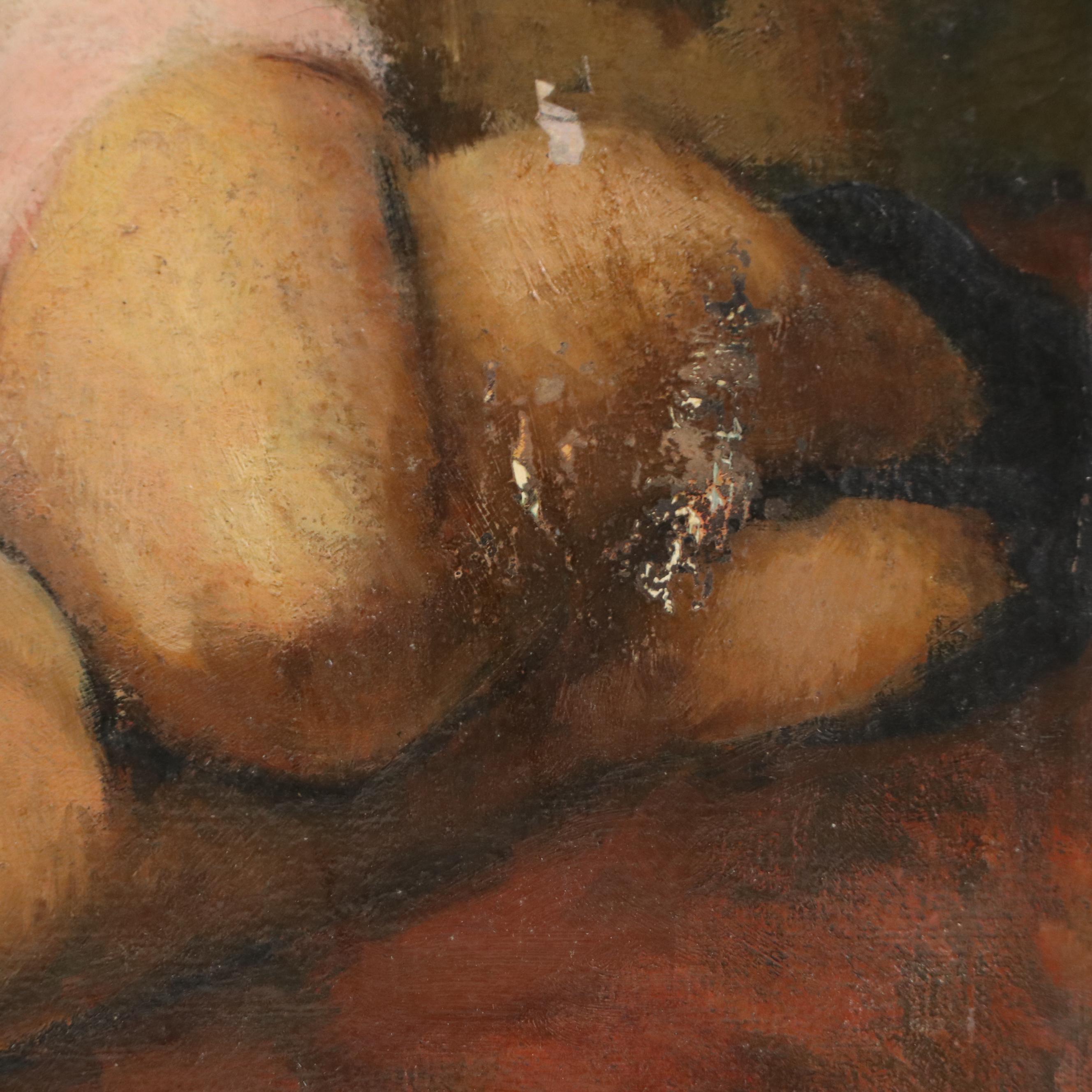 Harvey Shepard Oil Painting Nude Female Portrait, Circa 1945