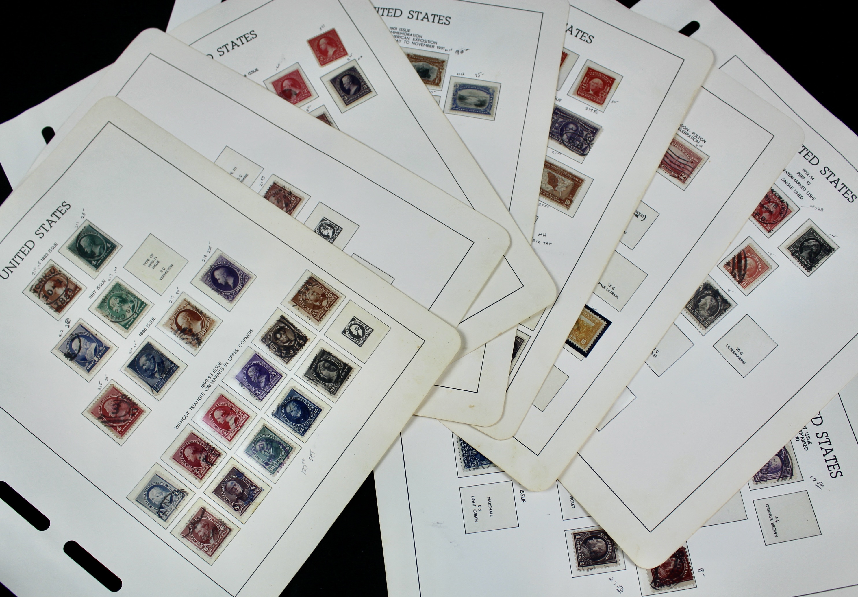 Antique U.S. Postage Stamp Collection, 1883 to 1917, Mint and Used