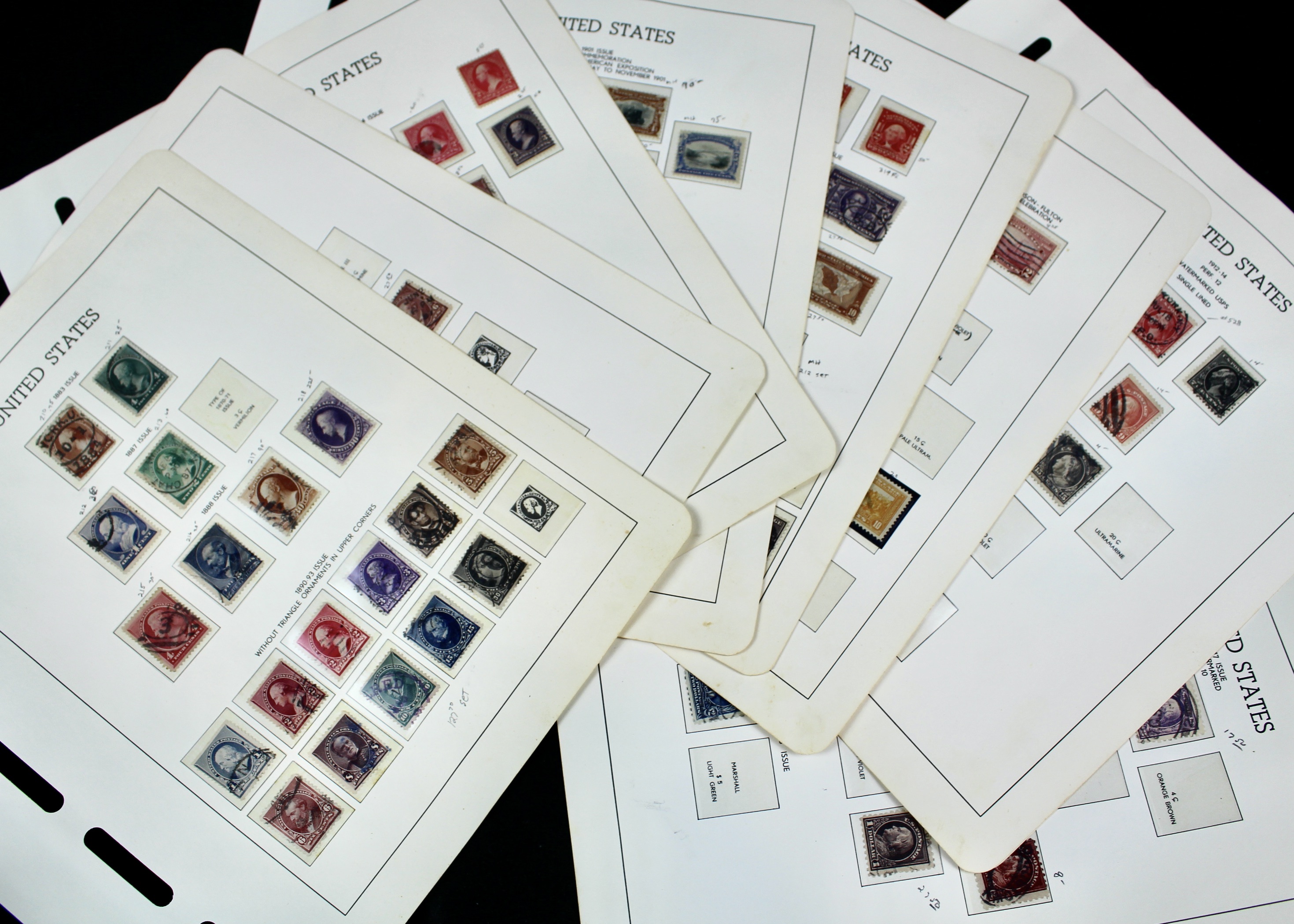 Antique U.S. Postage Stamp Collection, 1883 to 1917, Mint and Used