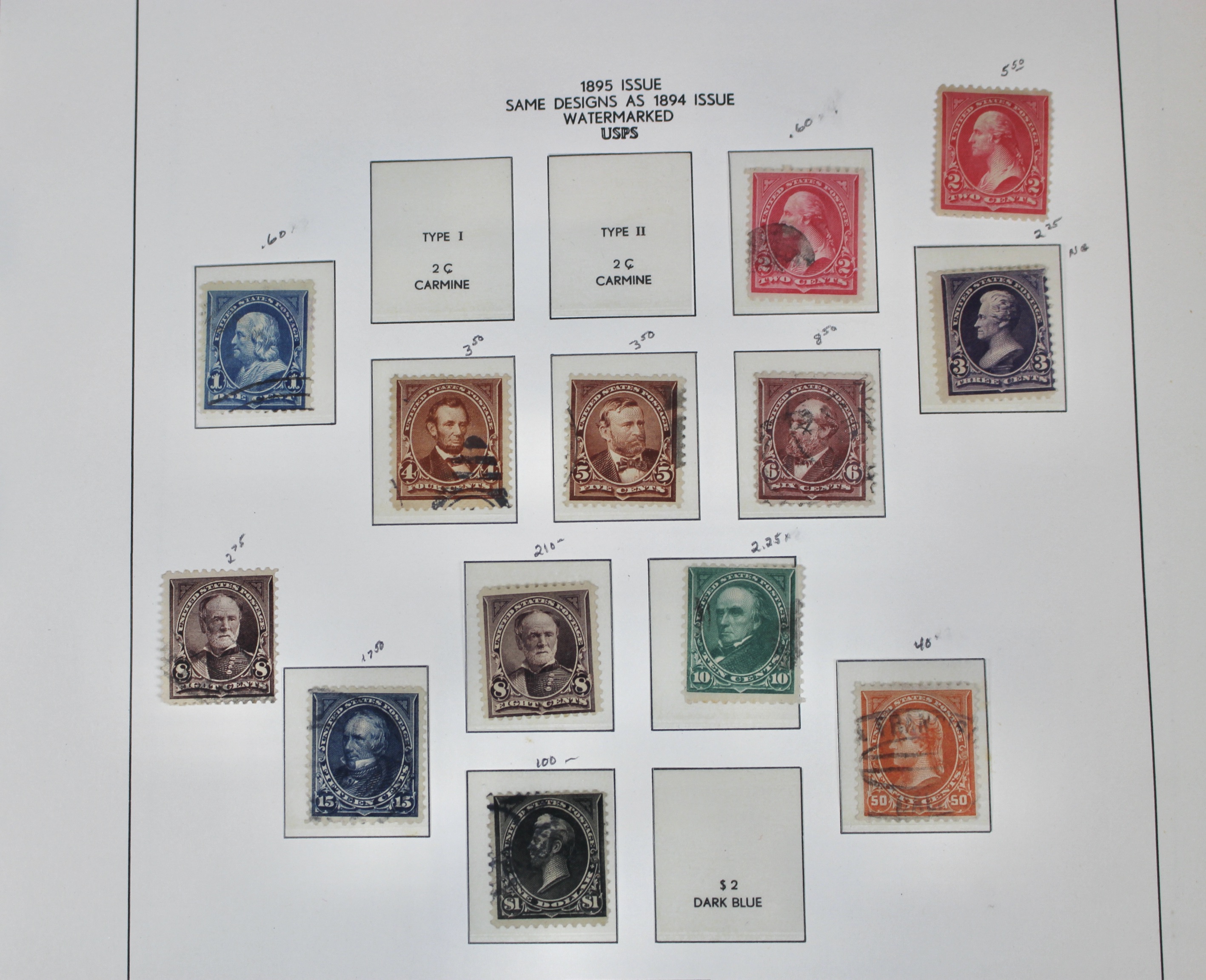 Antique U.S. Postage Stamp Collection, 1883 to 1917, Mint and Used