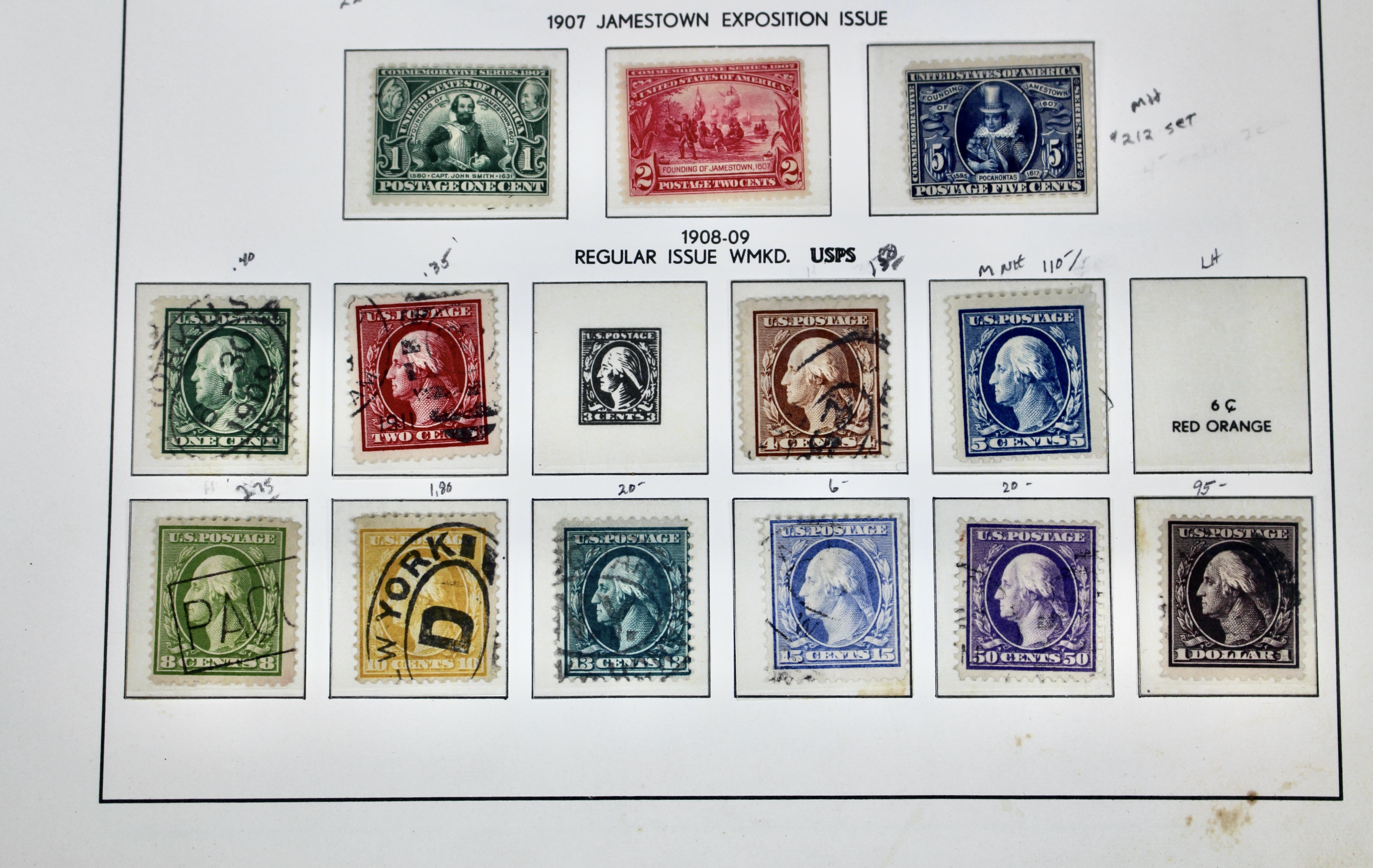 Antique U.S. Postage Stamp Collection, 1883 to 1917, Mint and Used