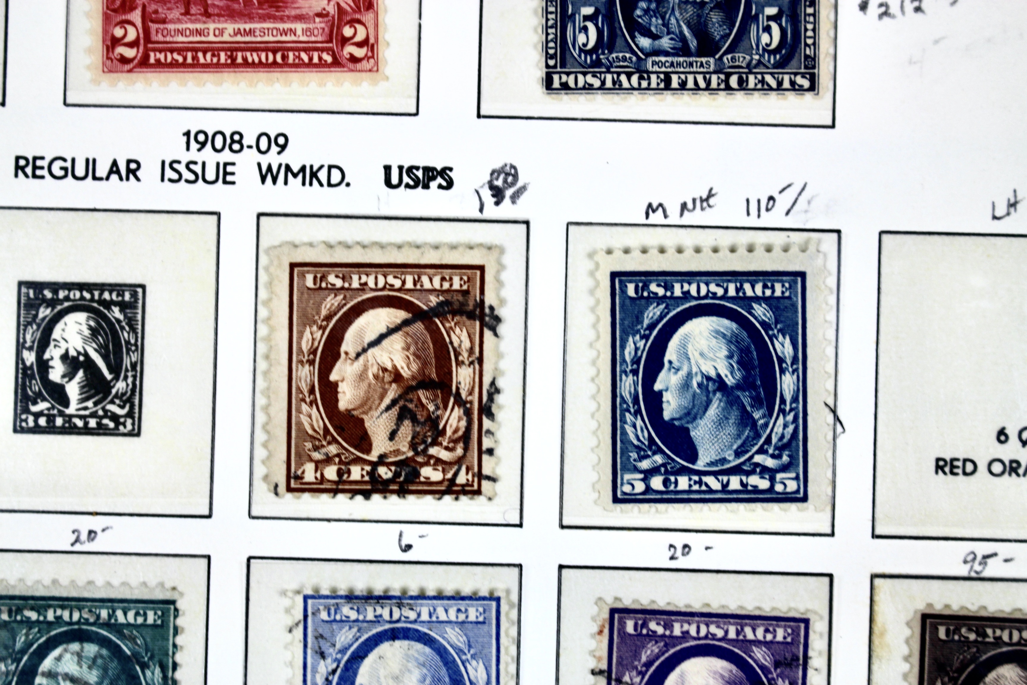 Antique U.S. Postage Stamp Collection, 1883 to 1917, Mint and Used