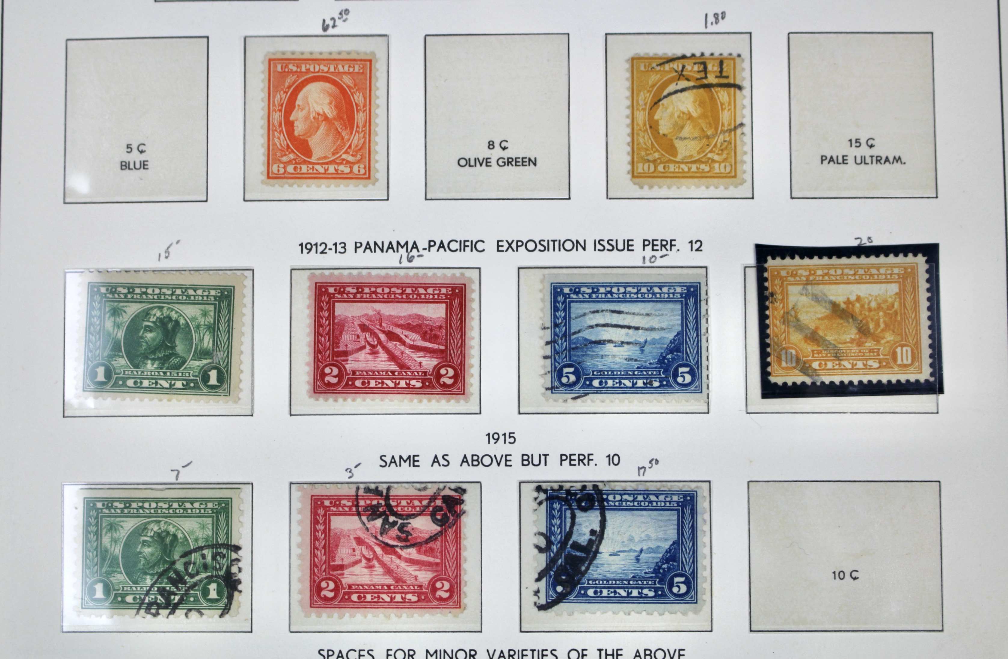 Antique U.S. Postage Stamp Collection, 1883 to 1917, Mint and Used