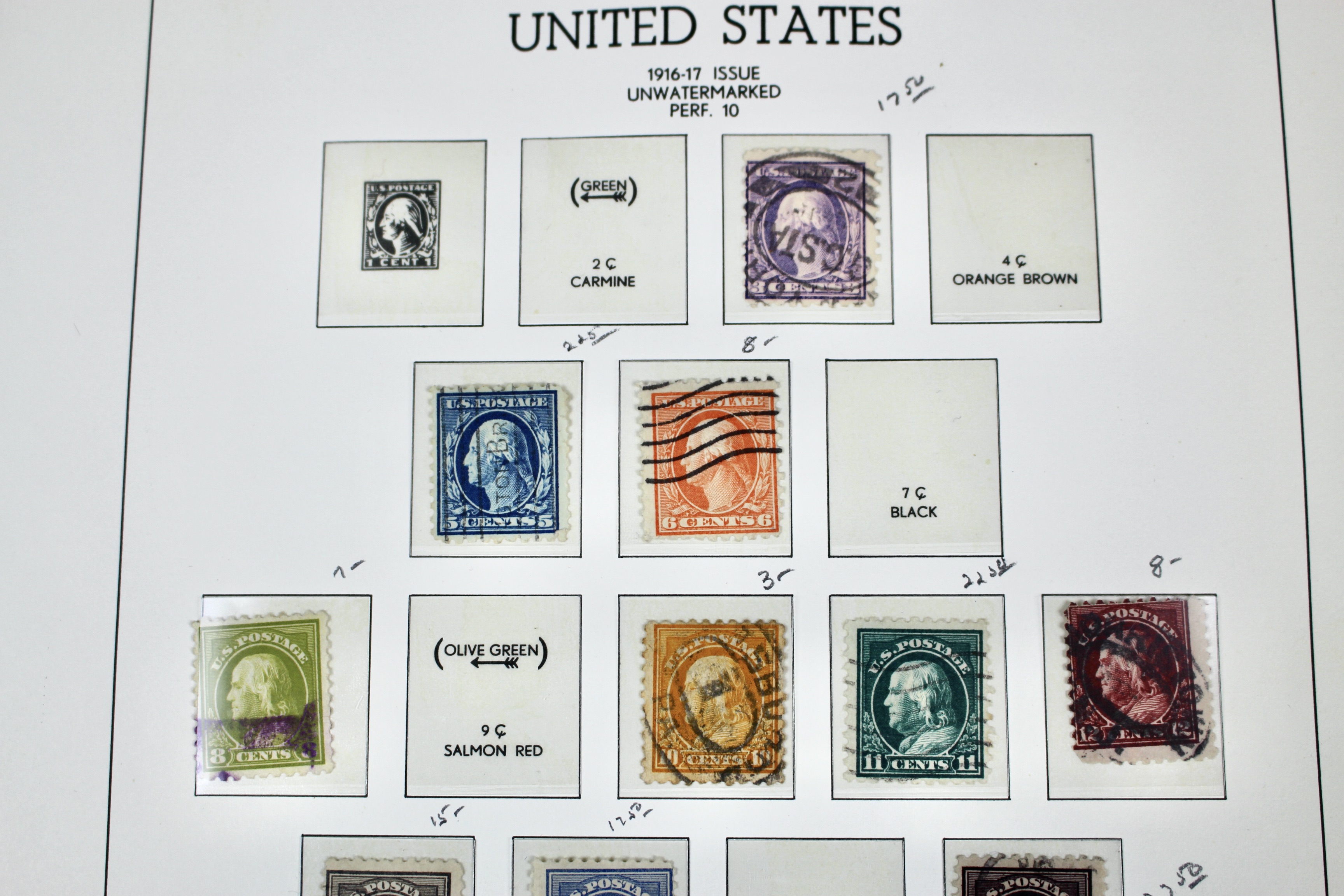 Antique U.S. Postage Stamp Collection, 1883 to 1917, Mint and Used