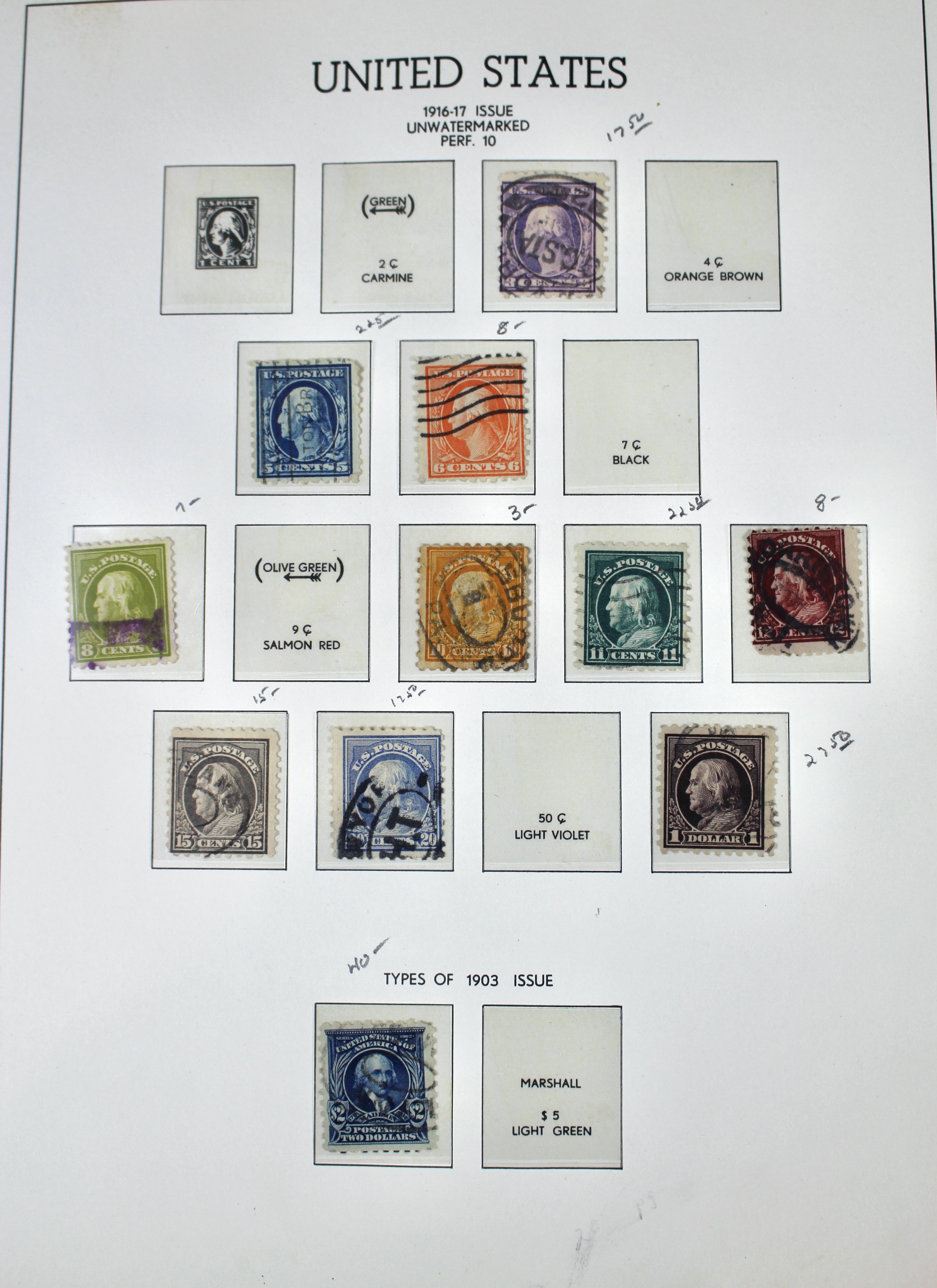 Antique U.S. Postage Stamp Collection, 1883 to 1917, Mint and Used