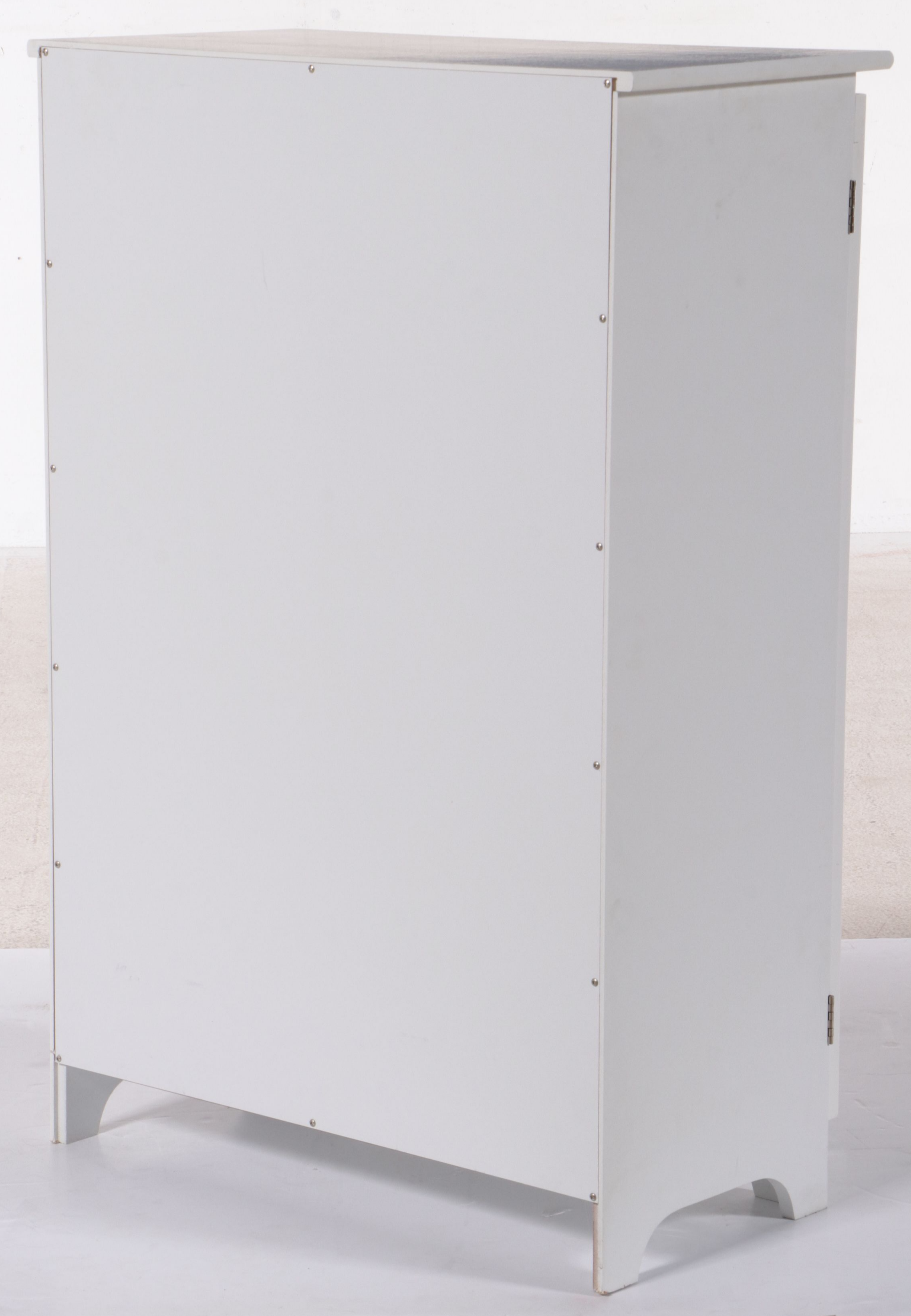 Contemporary White Painted Cabinet with Pair of Nightstands